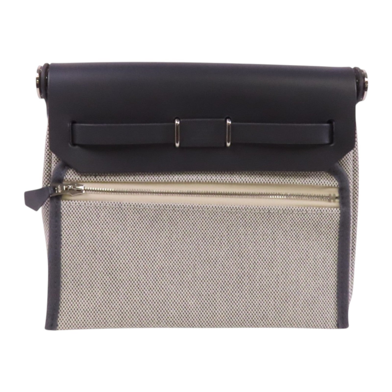 HERMES 帆布Mini Herbag銀扣肩背袋