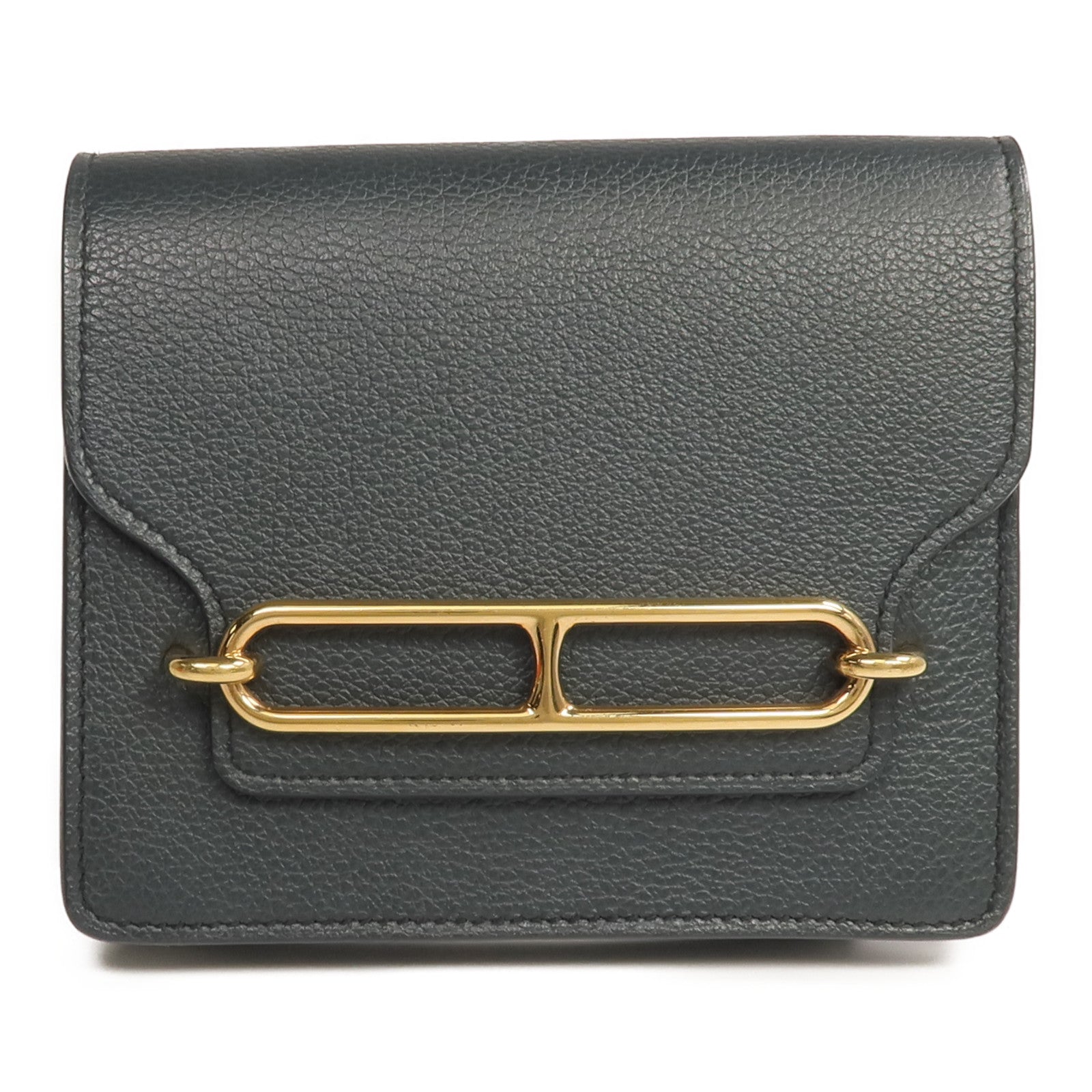 HERMES Evercolor皮革Roulis Slim錢包Vert Rousseau