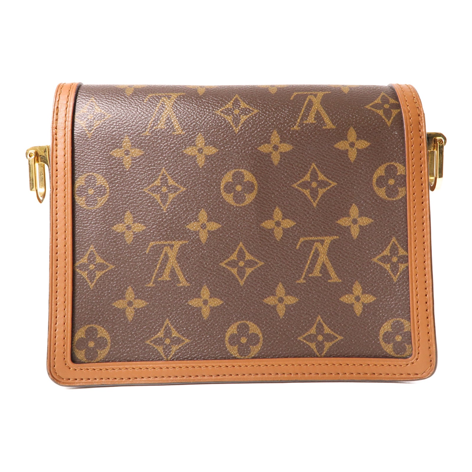LOUIS VUITTON Monogram/Monogram Reverse Mini Dauphine金扣肩背袋棕色