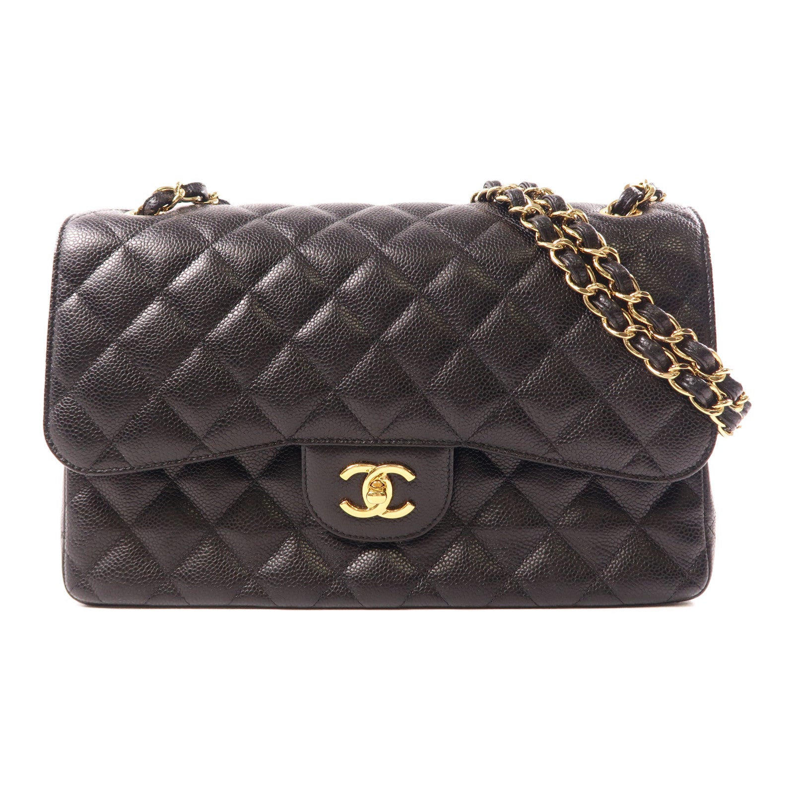 CHANEL CC GHW Large Classic Chain Shoulder Bag Calfskin Leather