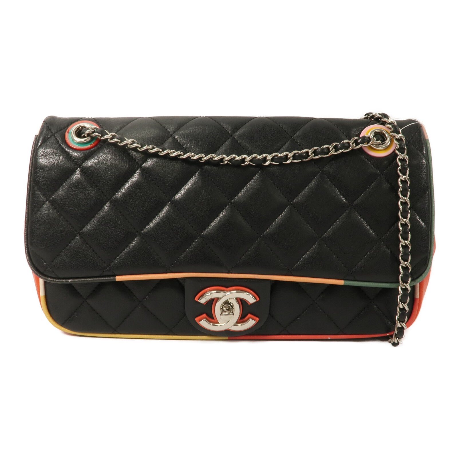 CHANEL 牛皮皮革Flap Bag Cuba鏈帶肩背袋
