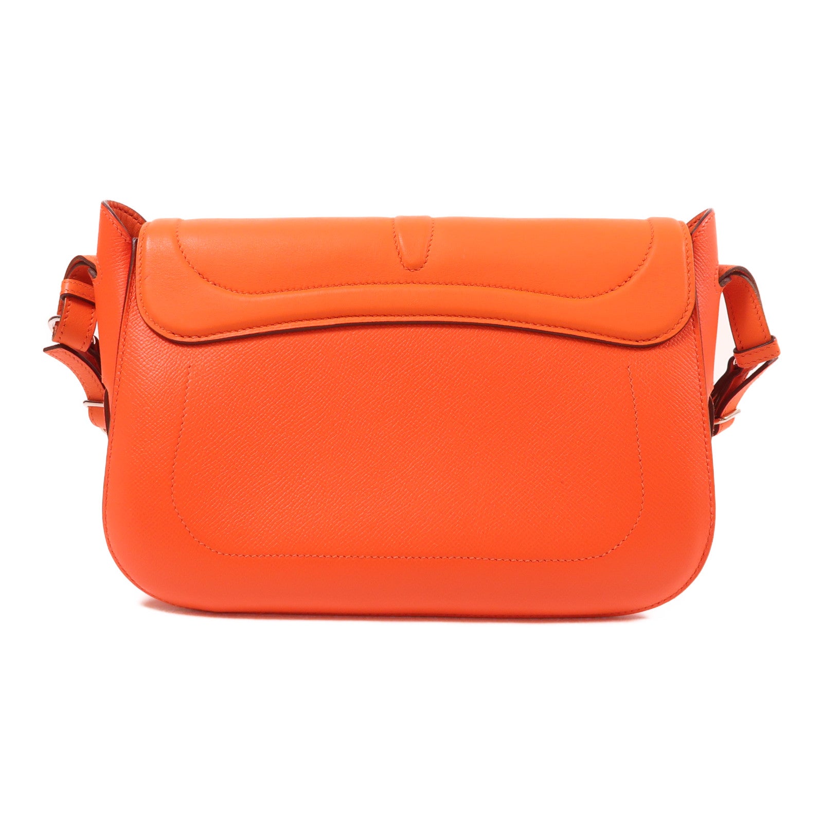 HERMES Epsom皮革Harnais Bag銀扣肩背袋Orange