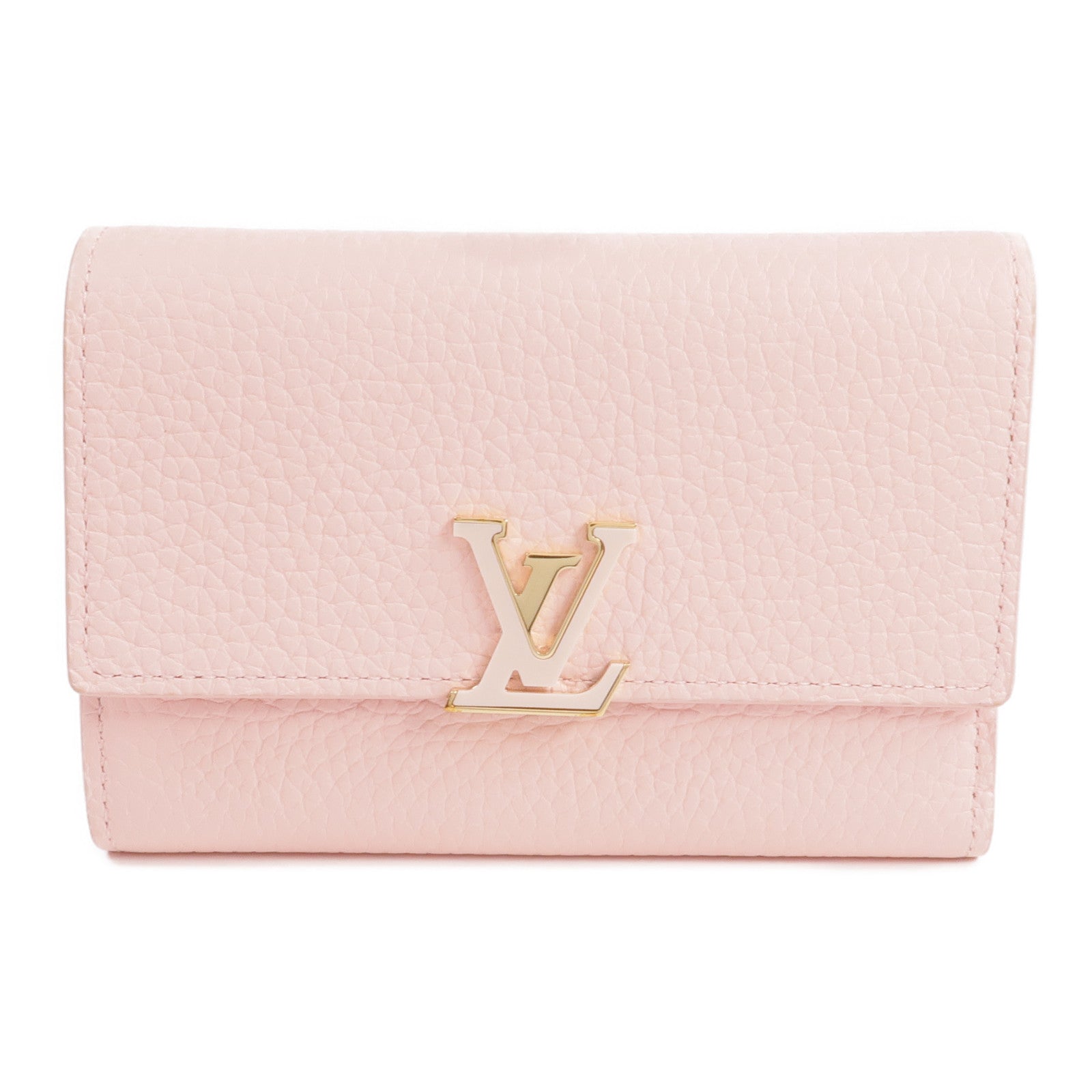 LOUIS VUITTON Taurillon皮革Capucines Compact Wallet金扣錢包
