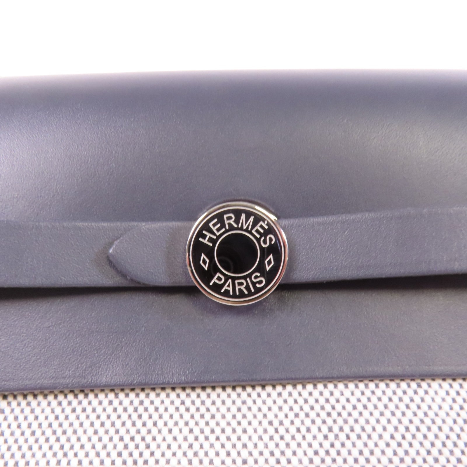 HERMES 帆布Mini Herbag銀扣肩背袋