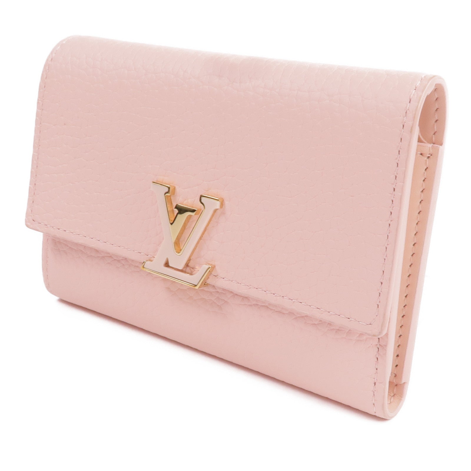 LOUIS VUITTON Taurillon皮革Capucines Compact Wallet金扣錢包