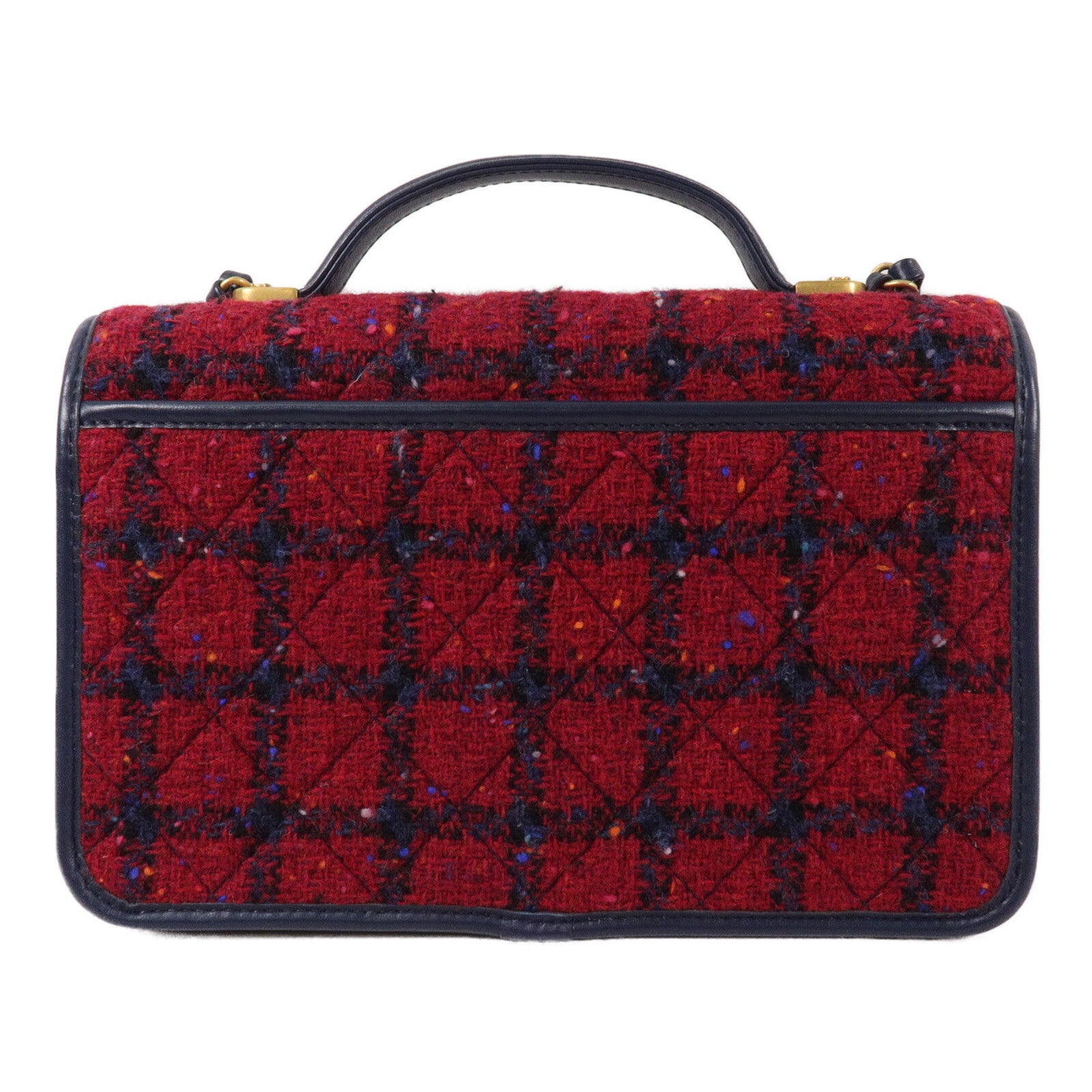 CHANEL Tweed Top Handle Flap Bag鏈帶肩背袋