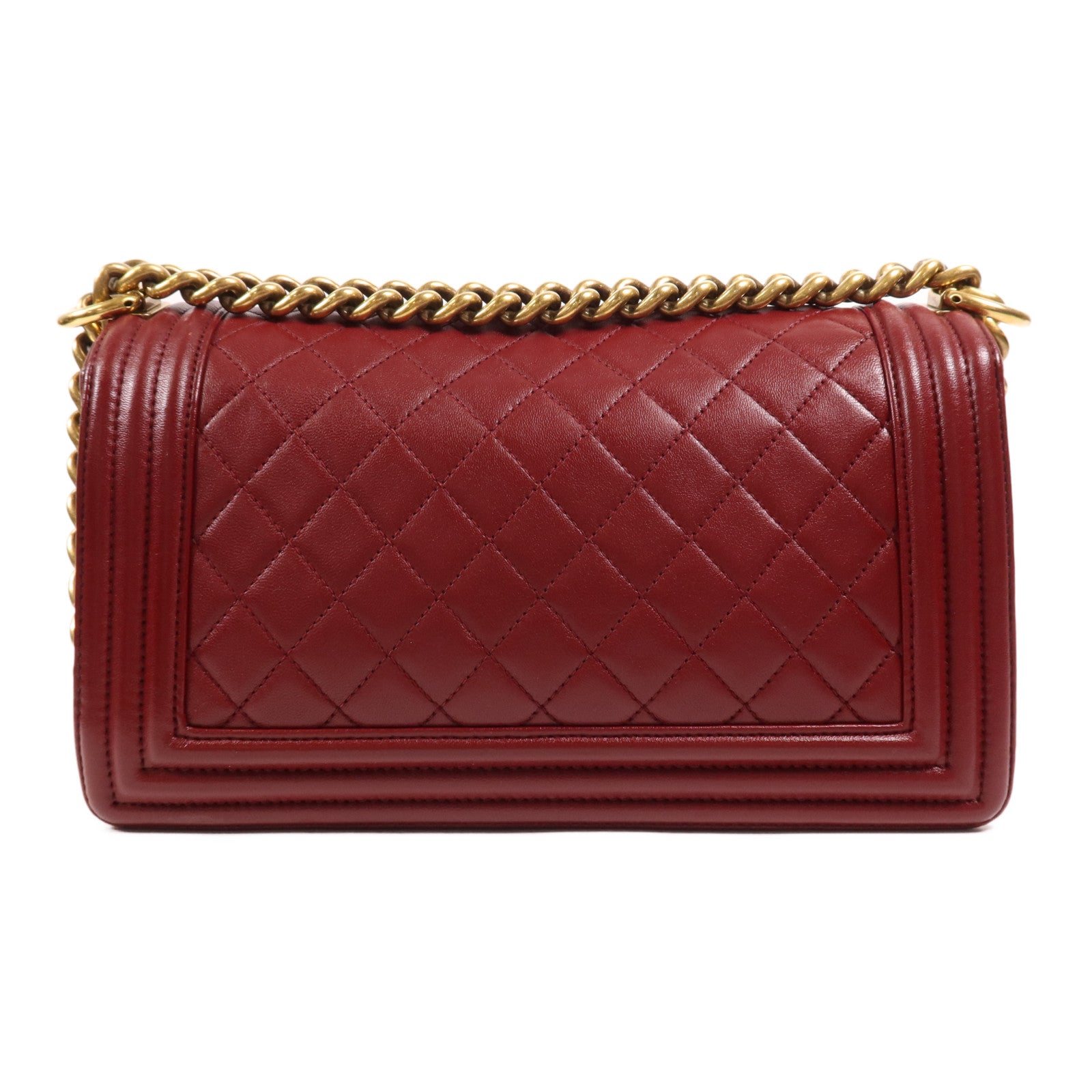 CHANEL 羊皮皮革Boy Chanel Medium金扣鏈帶肩背袋