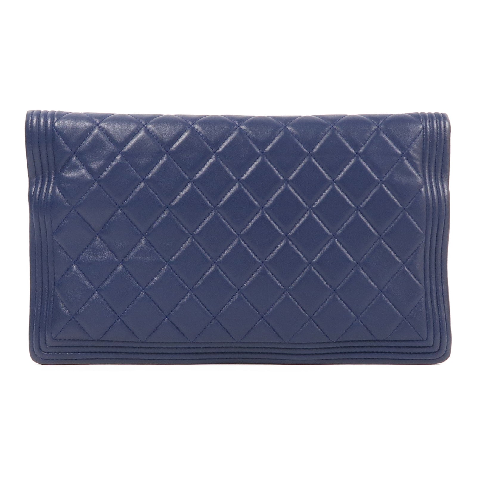 CHANEL 皮革Boy Clutch銀扣手拿包