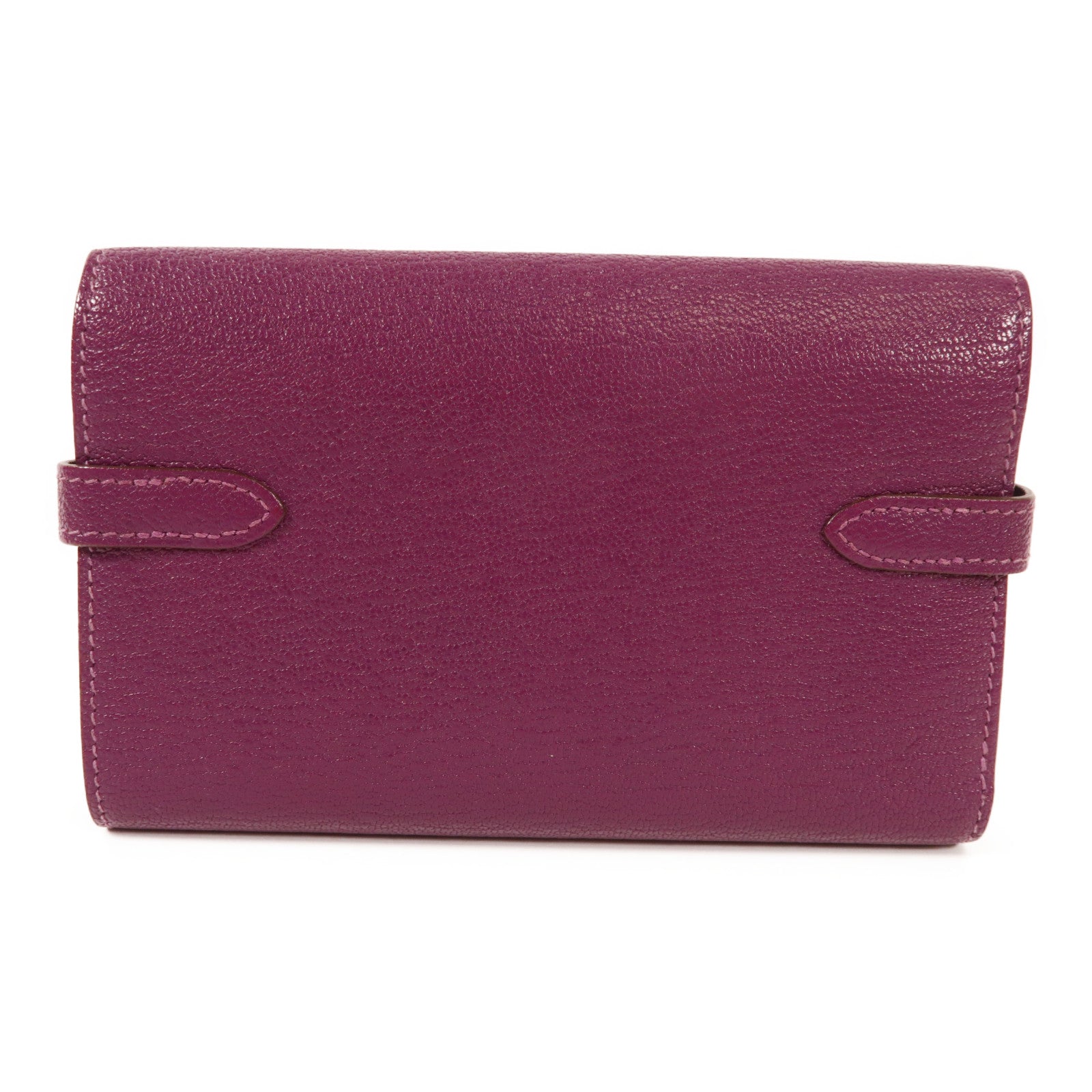 HERMES PHW Kelly Depliant Wallet Chevre Leather Anemone