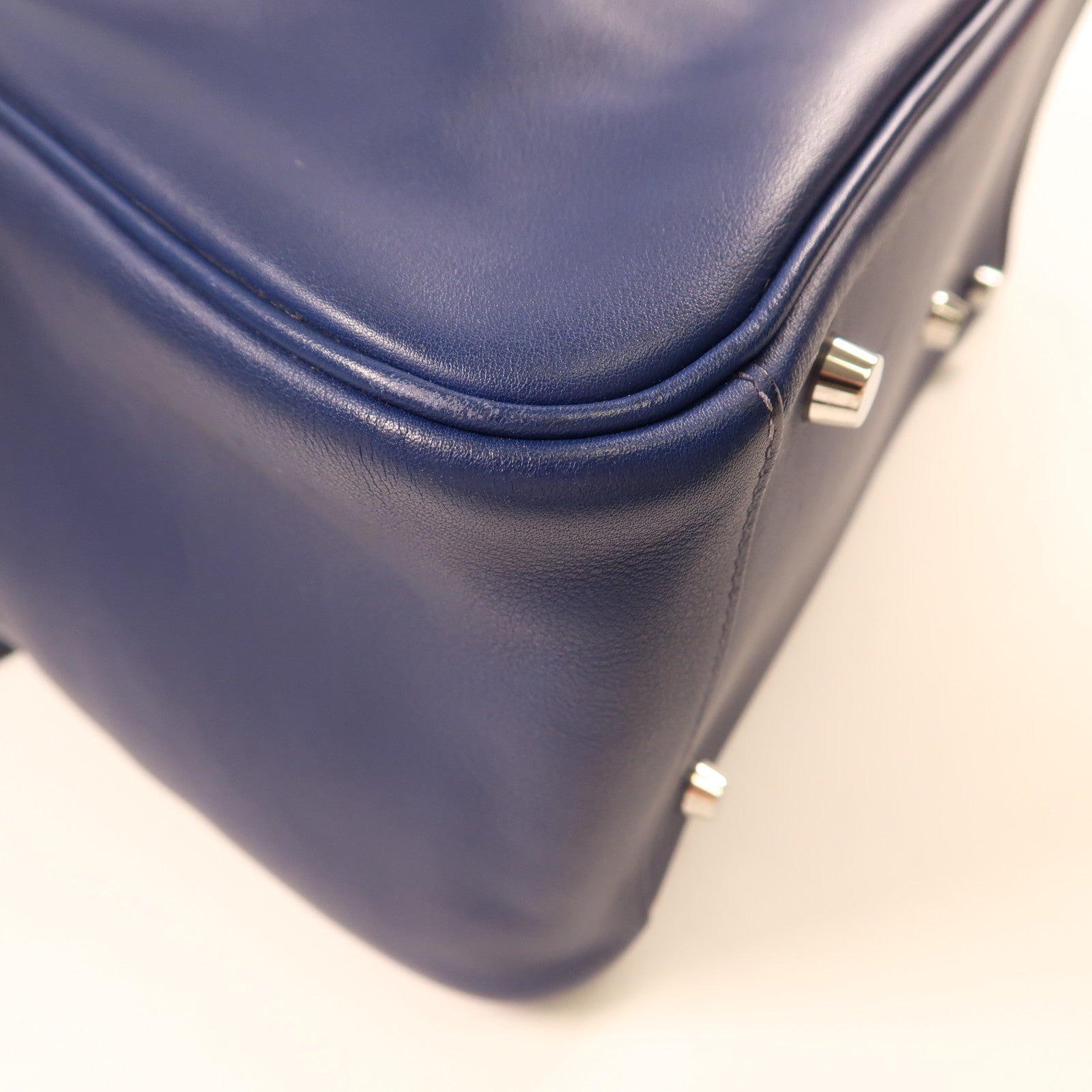 HERMES PHW Lindy 30 2Way Shoulder Hand Bag  Vaux Swift Leather Blue Indigo