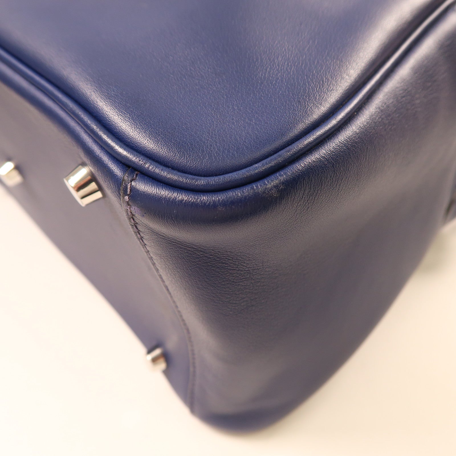 HERMES PHW Lindy 30 2Way Shoulder Hand Bag  Vaux Swift Leather Blue Indigo