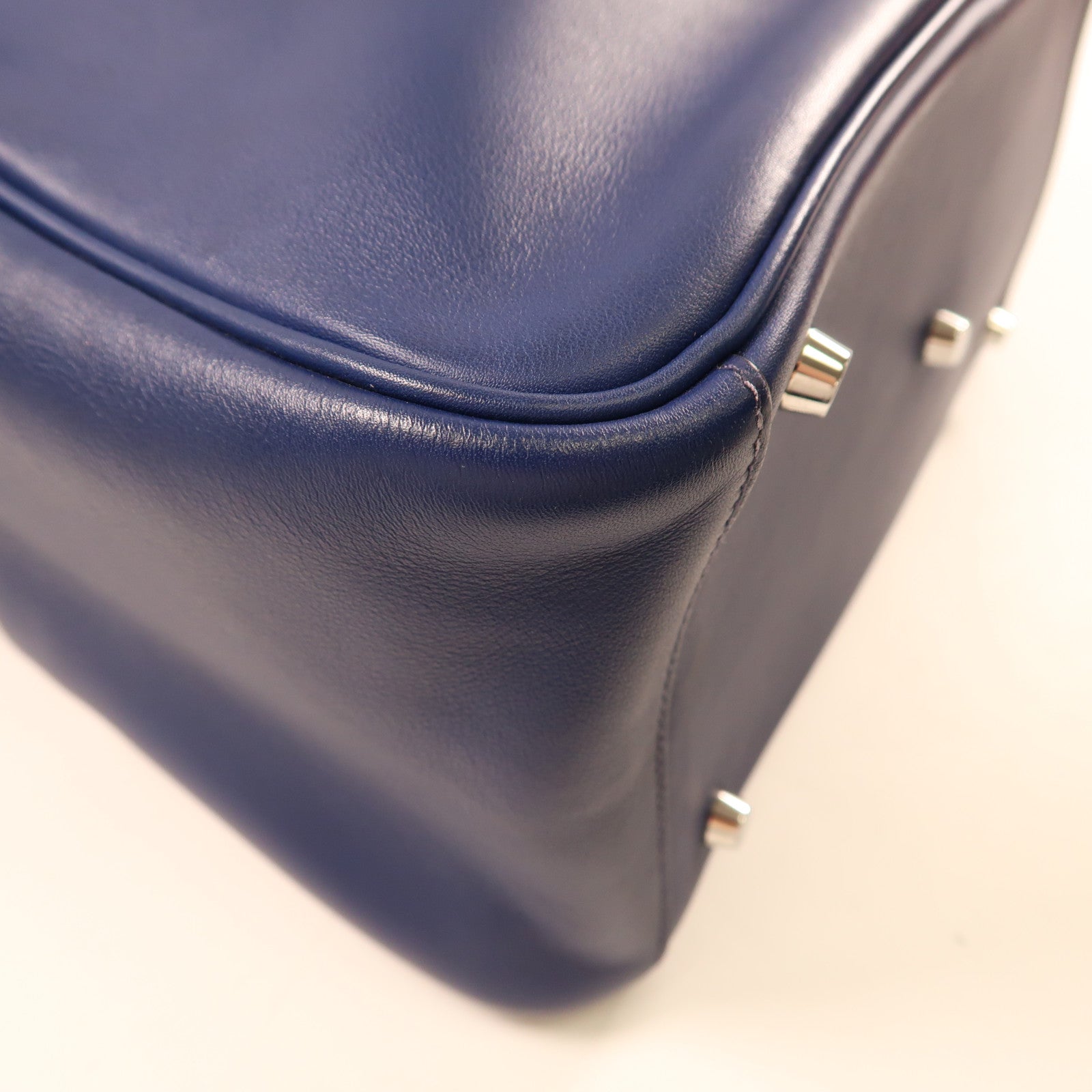 HERMES PHW Lindy 30 2Way Shoulder Hand Bag  Vaux Swift Leather Blue Indigo