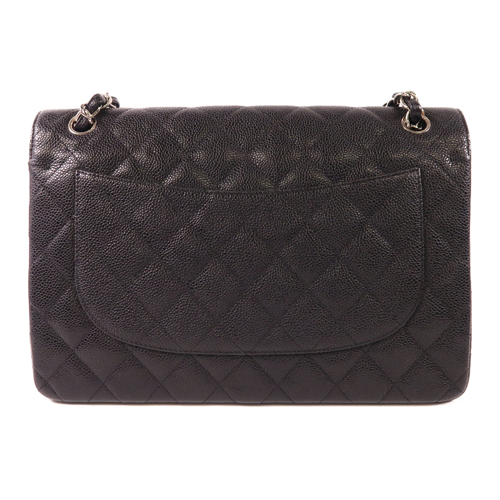 CHANEL 牛皮皮革Large Classic銀扣鏈帶肩背袋