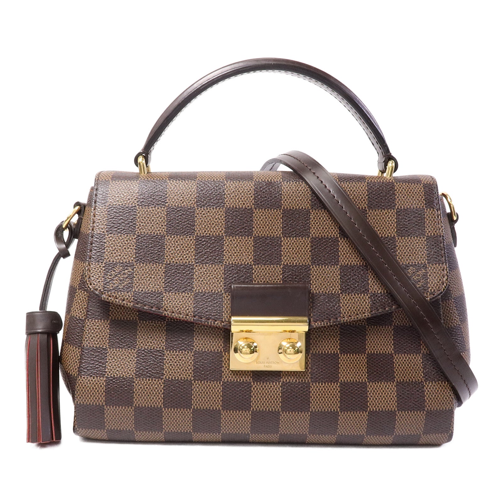 LOUIS VUITTON Damier Croisette金扣手挽肩背兩用袋
