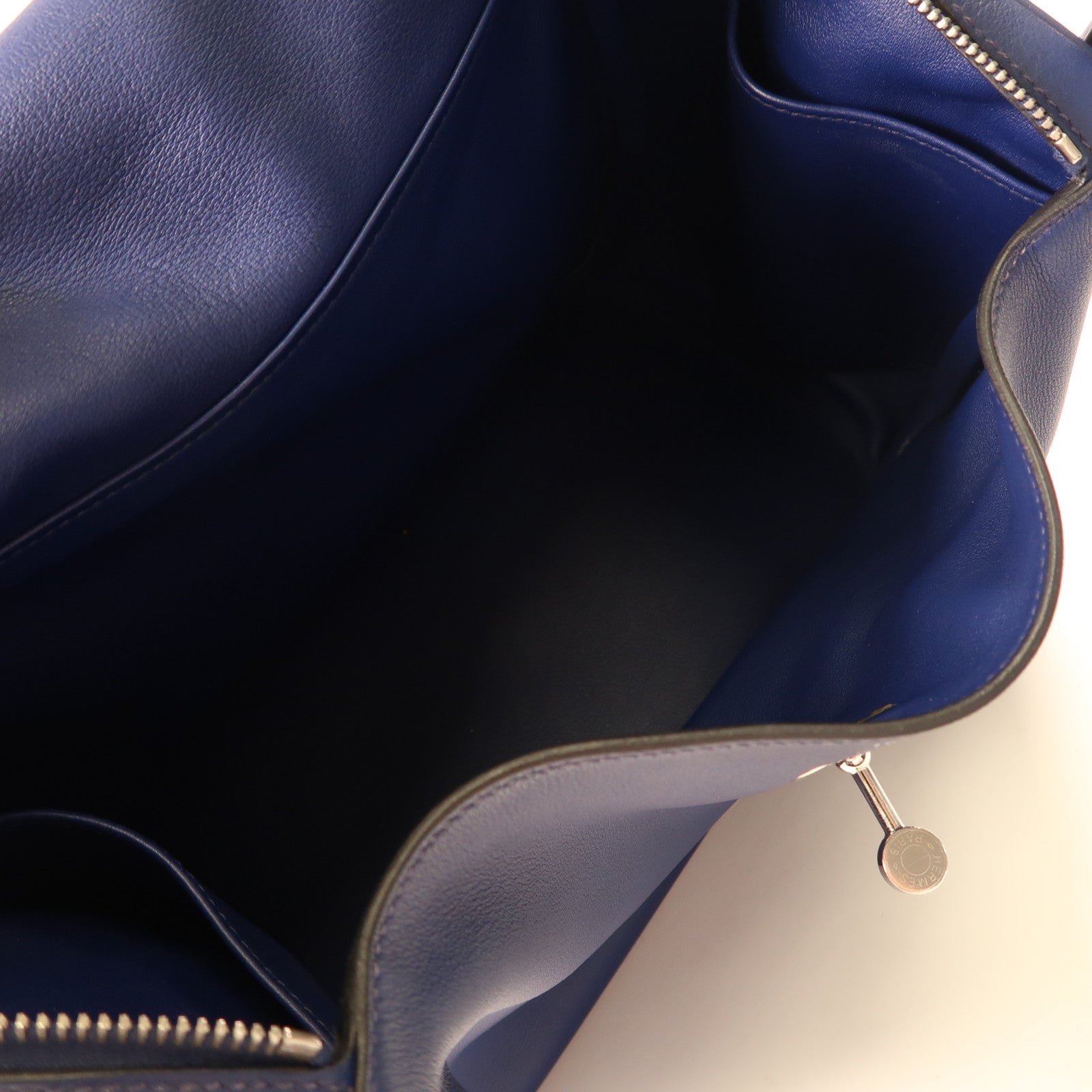 HERMES PHW Lindy 30 2Way Shoulder Hand Bag  Vaux Swift Leather Blue Indigo