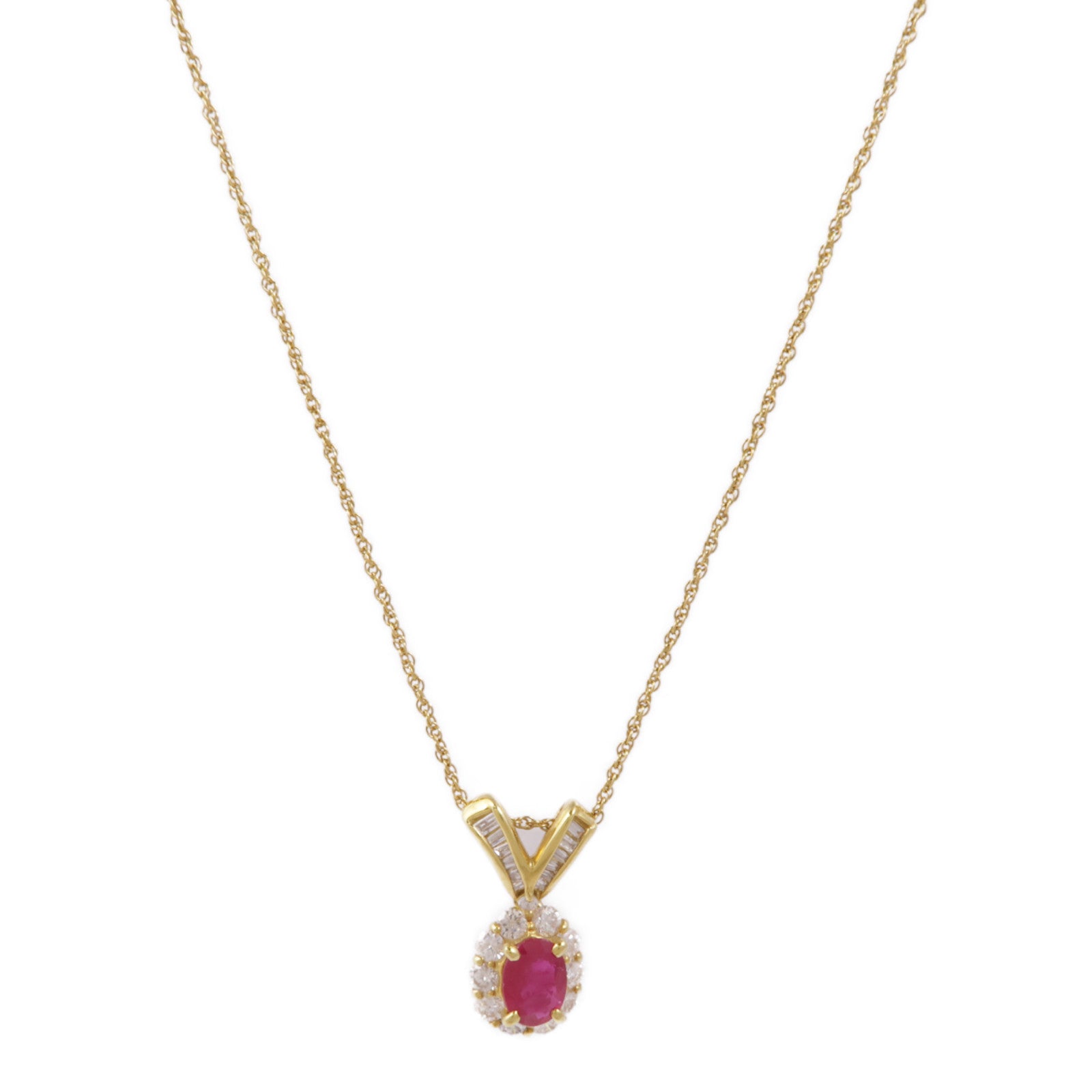 JEWELRY Ruby Diamond Necklace 18K Yellow Gold