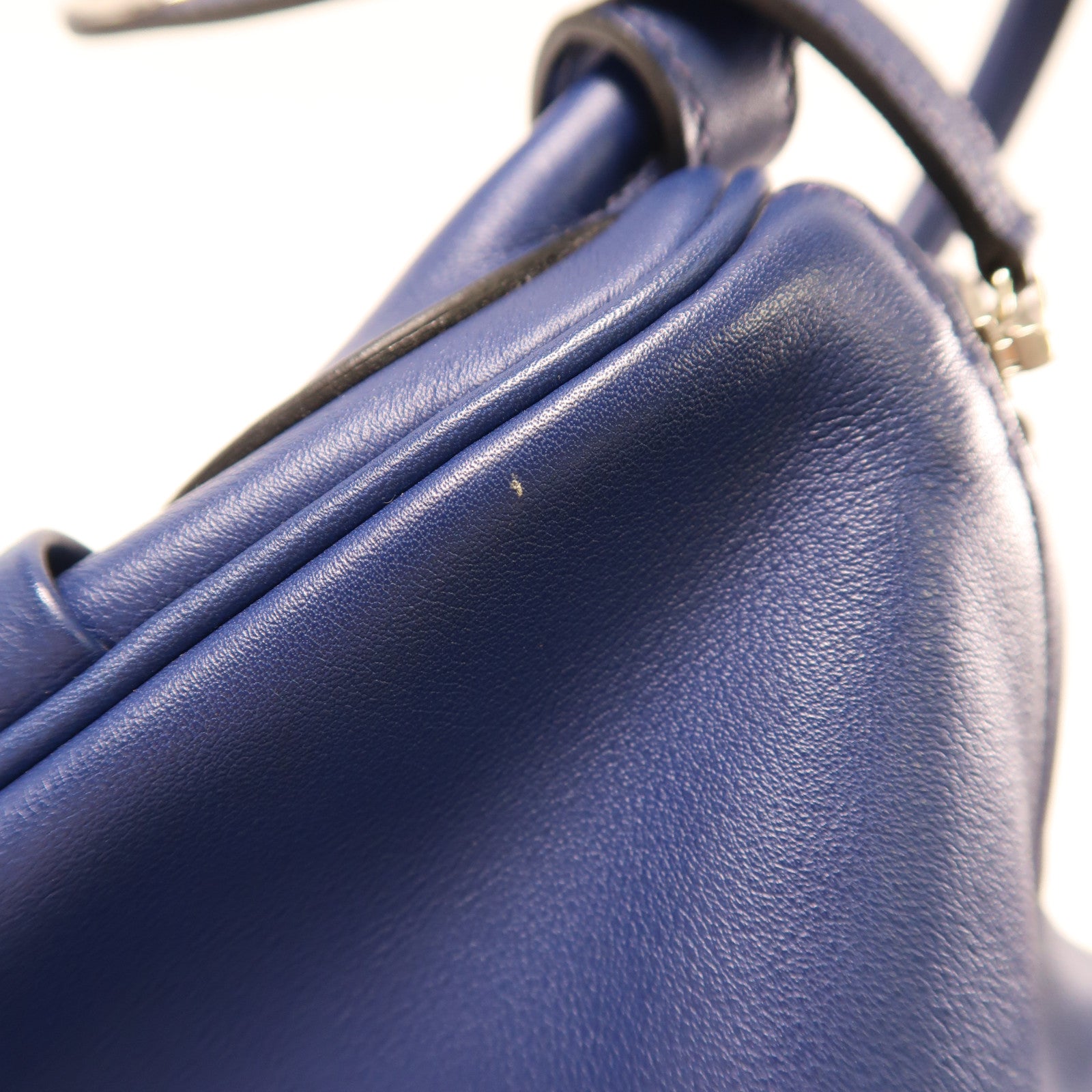 HERMES PHW Lindy 30 2Way Shoulder Hand Bag  Vaux Swift Leather Blue Indigo