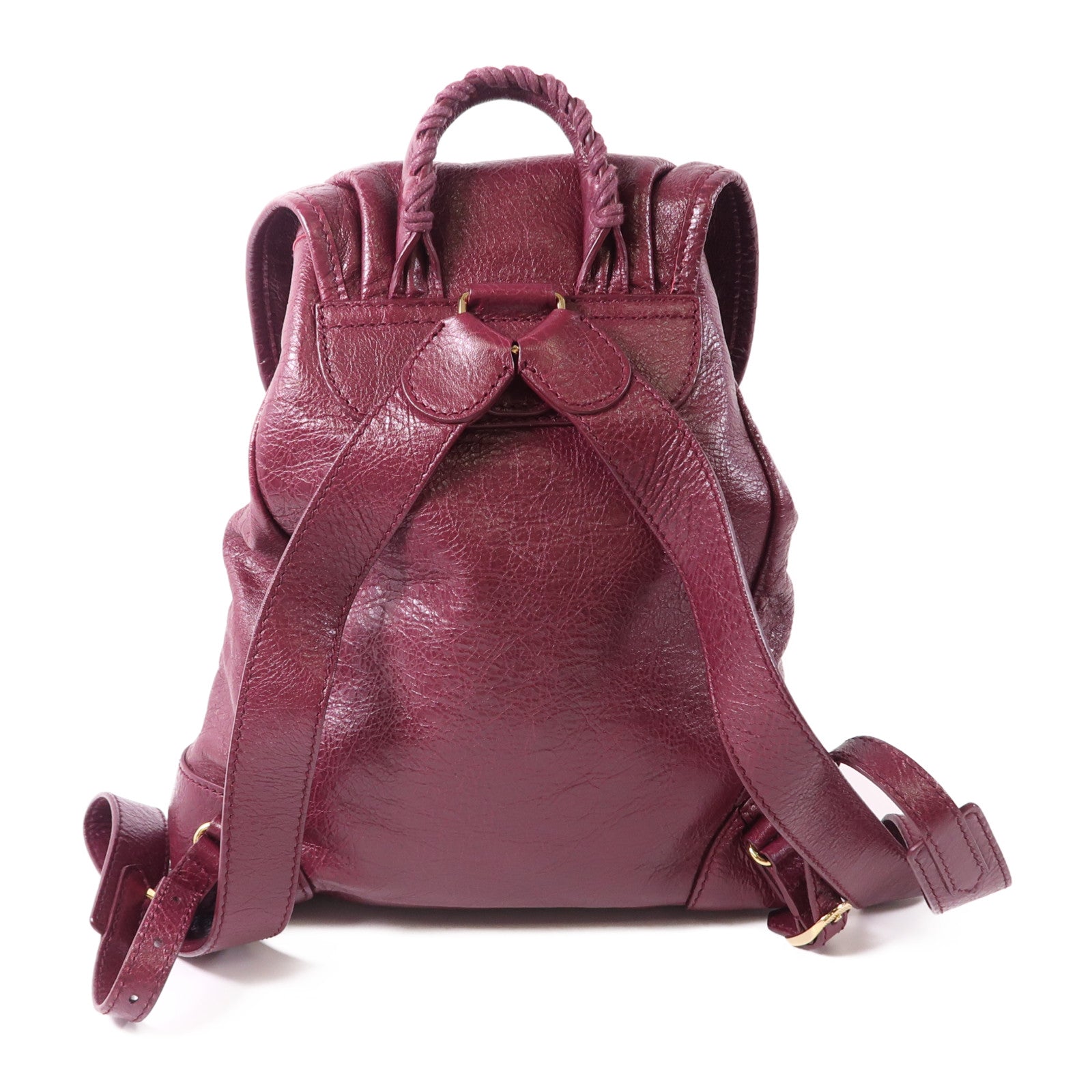 BALENCIAGA GHW BackPack Rucksack Calfskin Leather 407547 Red