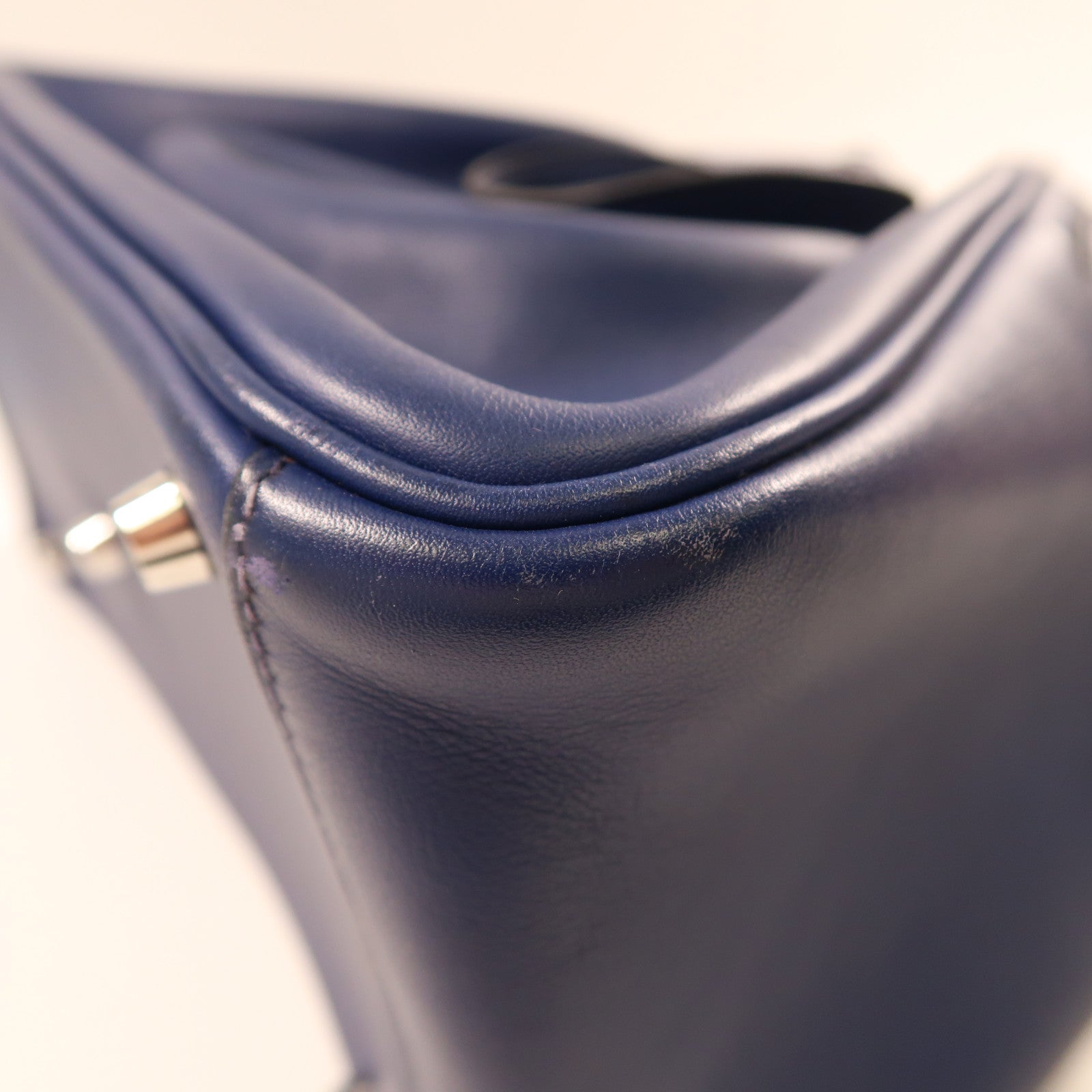 HERMES PHW Lindy 30 2Way Shoulder Hand Bag  Vaux Swift Leather Blue Indigo