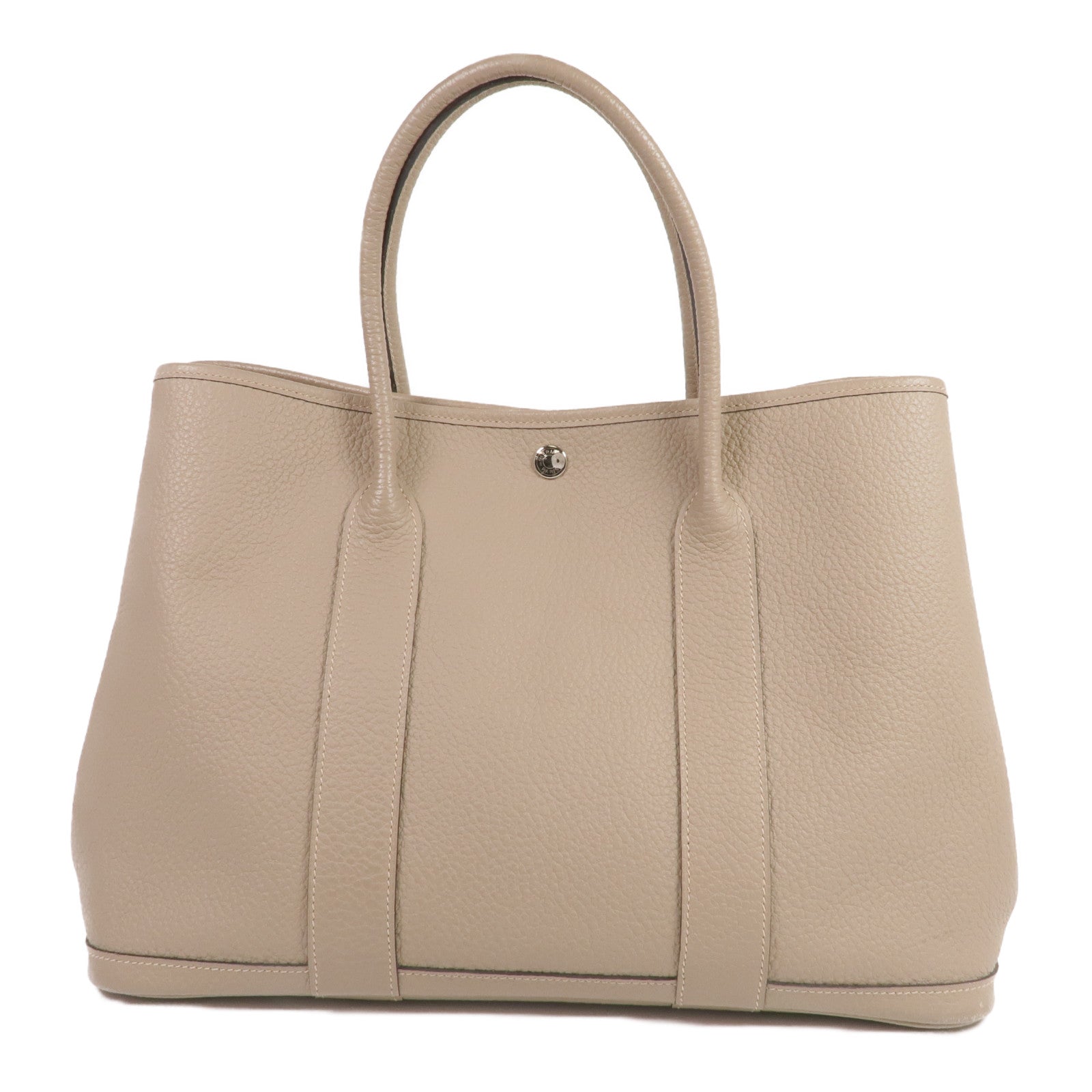 HERMES 【激減優惠】Negonda皮革Garden Party PM銀扣手挽袋Etoupe