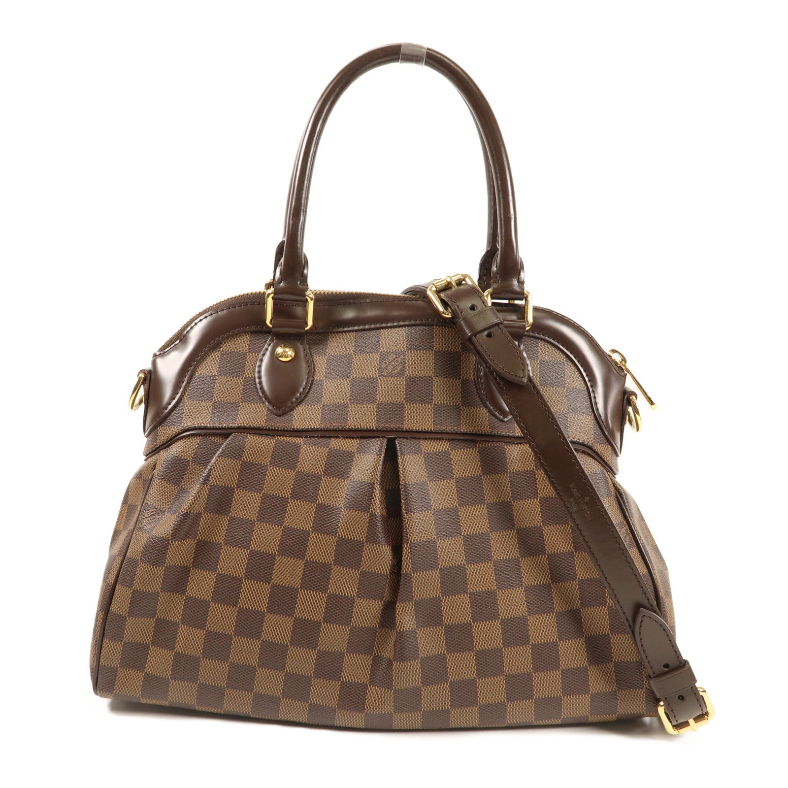 LOUIS VUITTON Damier Trevi金扣手挽肩背兩用袋