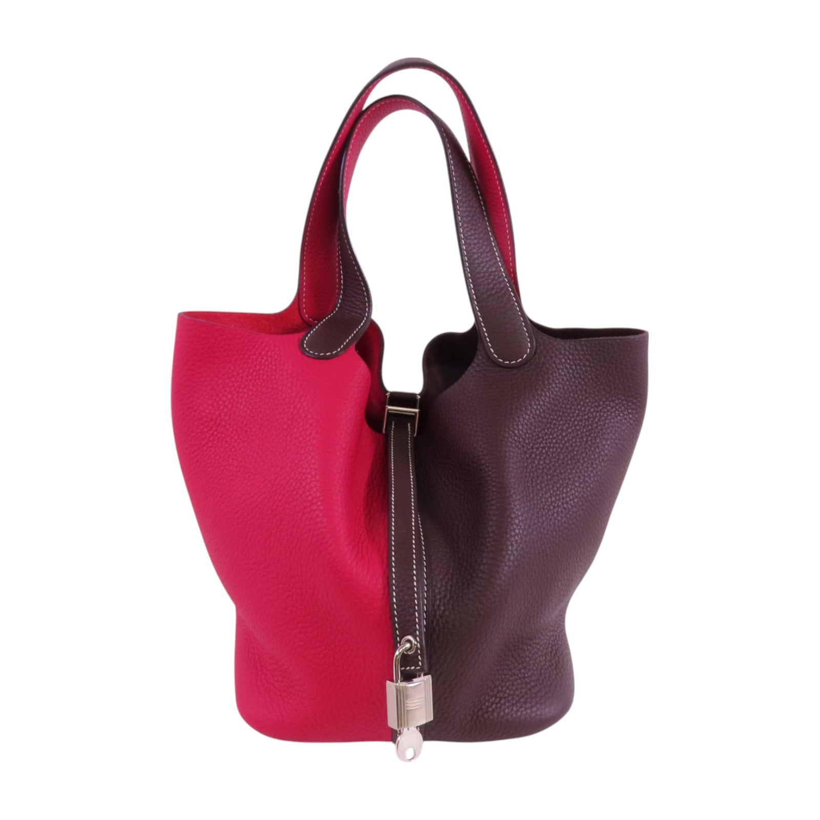 HERMES PHW Picotin MM Tote Bag Handbag Clemence Leather