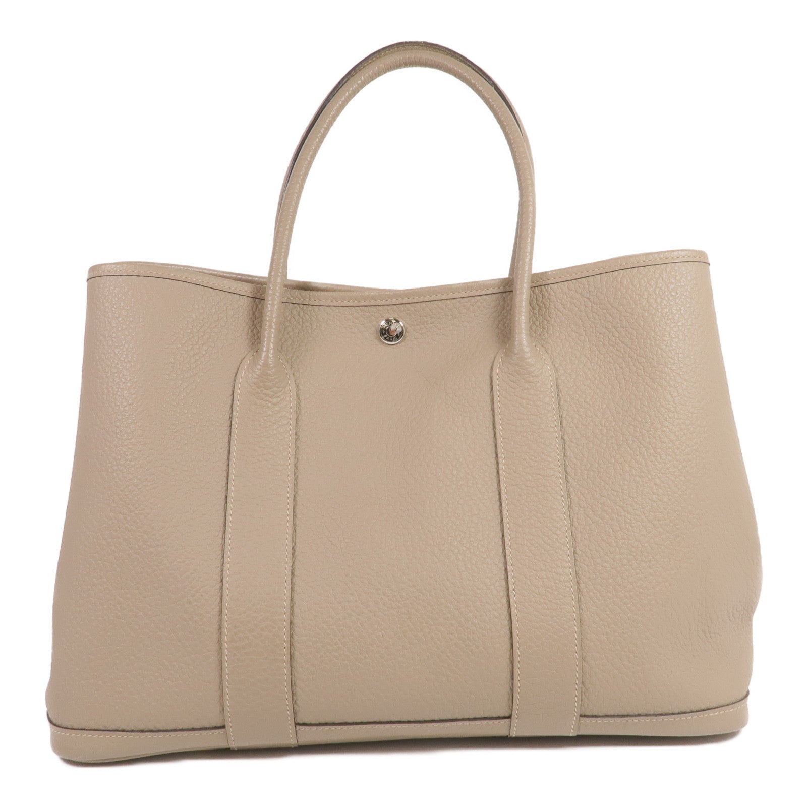 HERMES 【激減優惠】Negonda皮革Garden Party PM銀扣手挽袋Etoupe