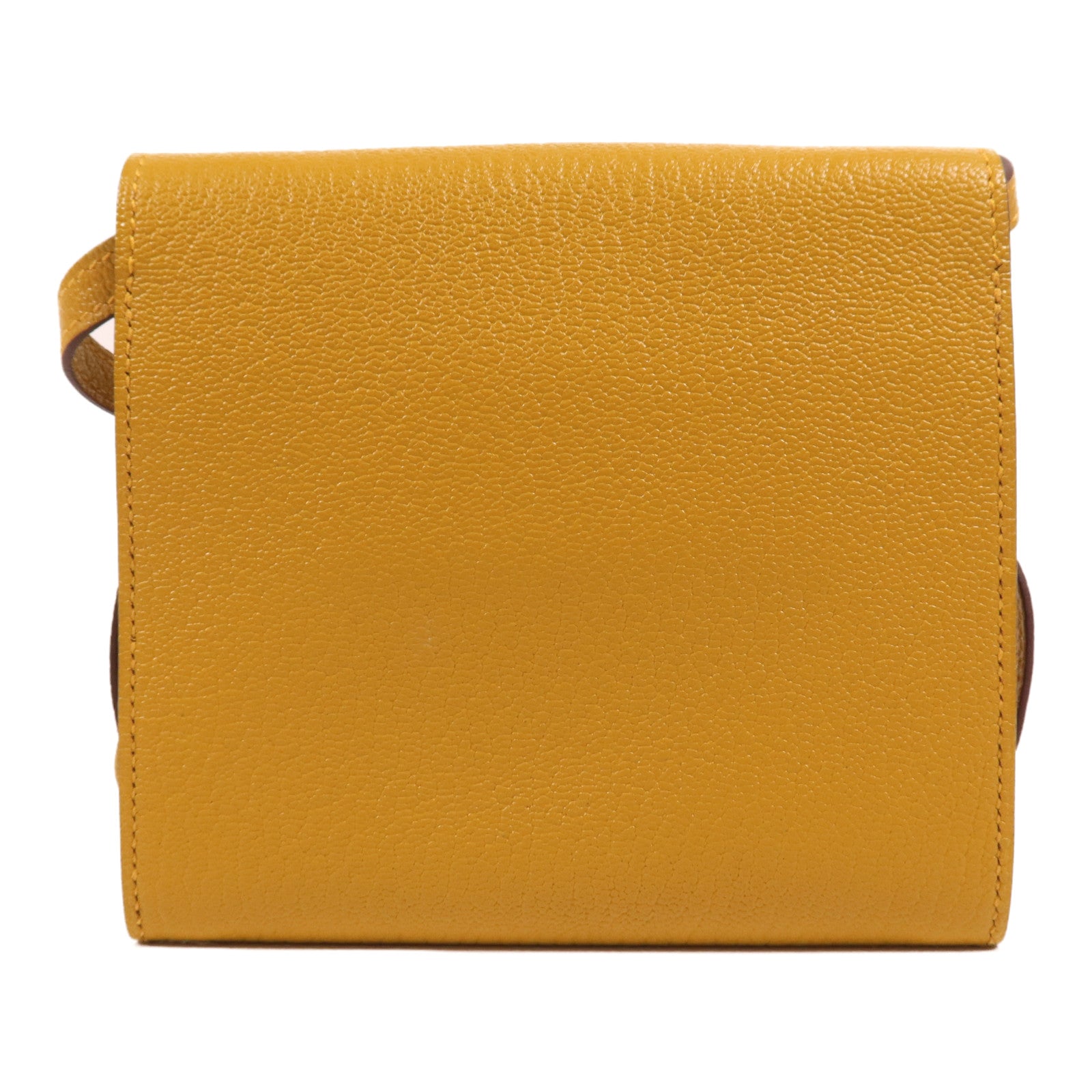 HERMES Chevre皮革Cinhetic To Go銀扣肩背袋Jaune Ambre