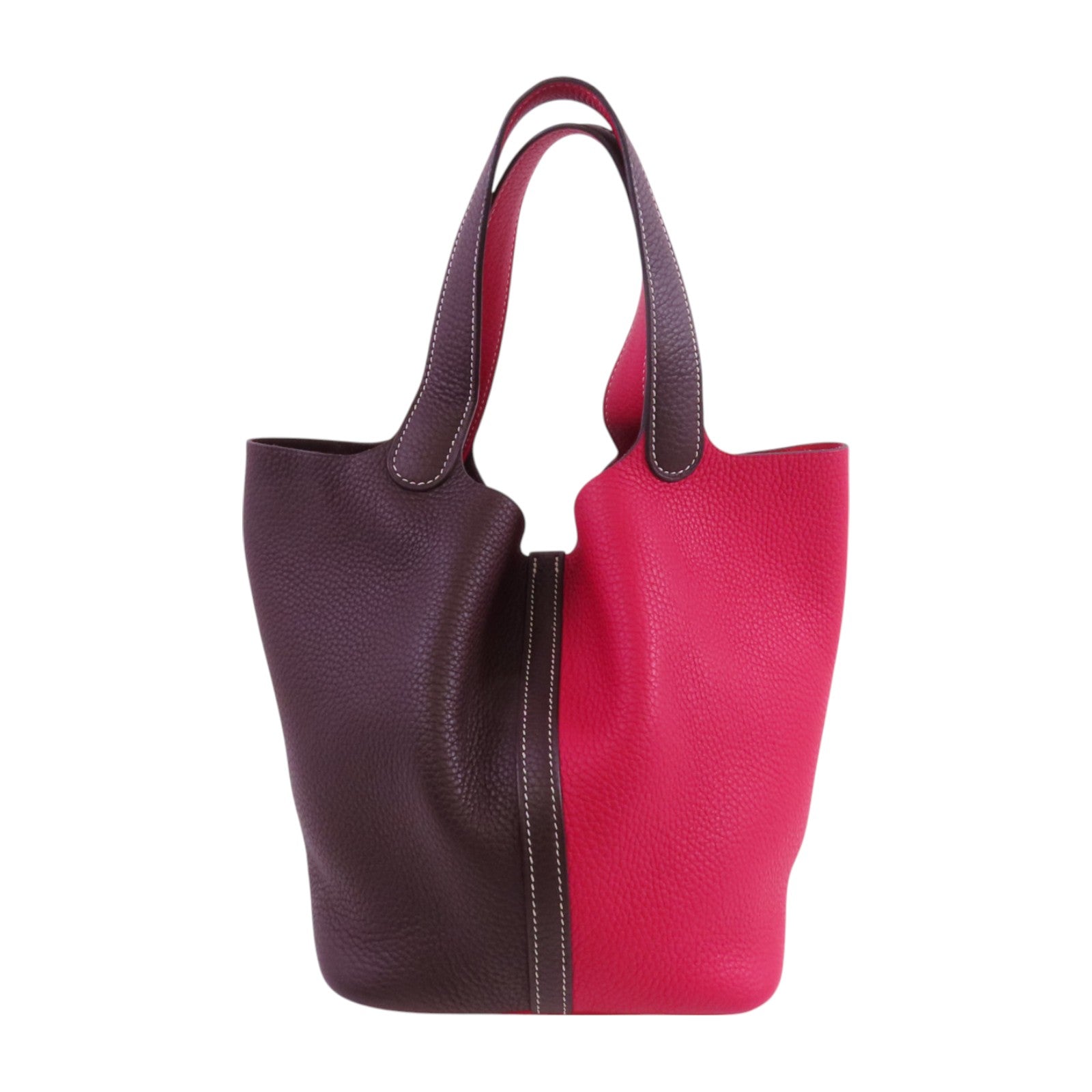 HERMES PHW Picotin MM Tote Bag Handbag Clemence Leather