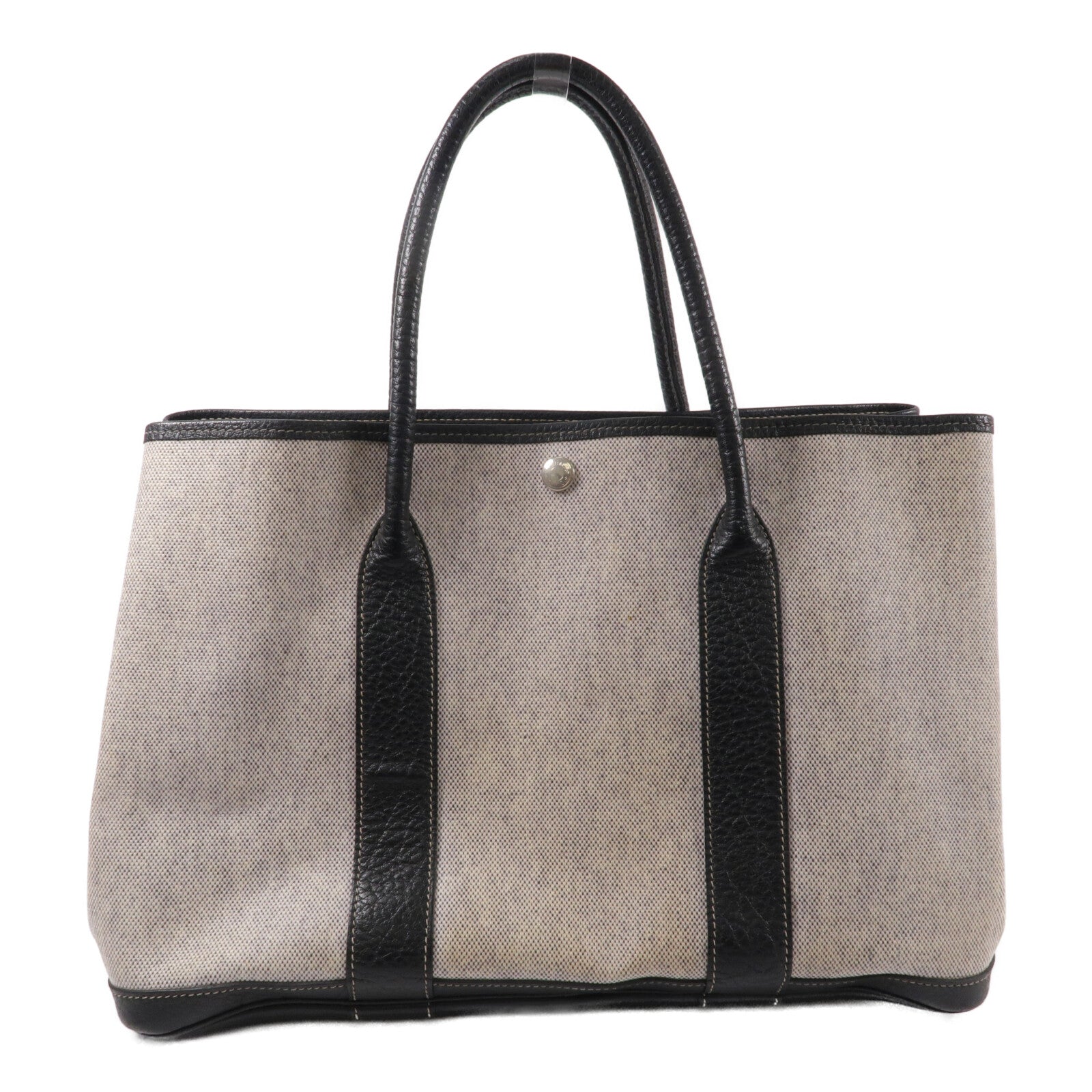HERMES Toile H帆布Garden Party PM手挽袋Noir