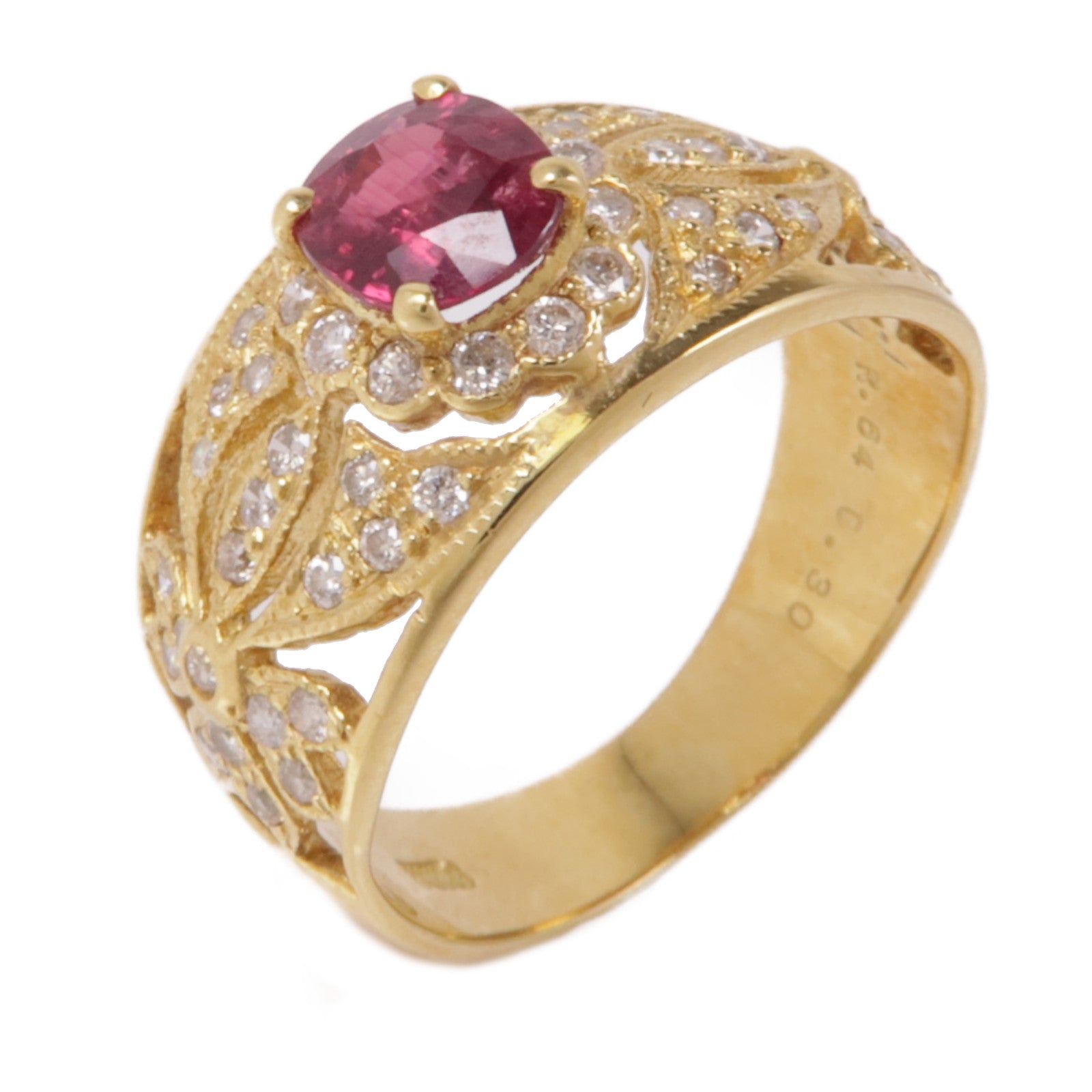 JEWELRY 【激減優惠】18K黃金Ruby/Diamond Ring紅寶石/鑽石戒指US#4.75