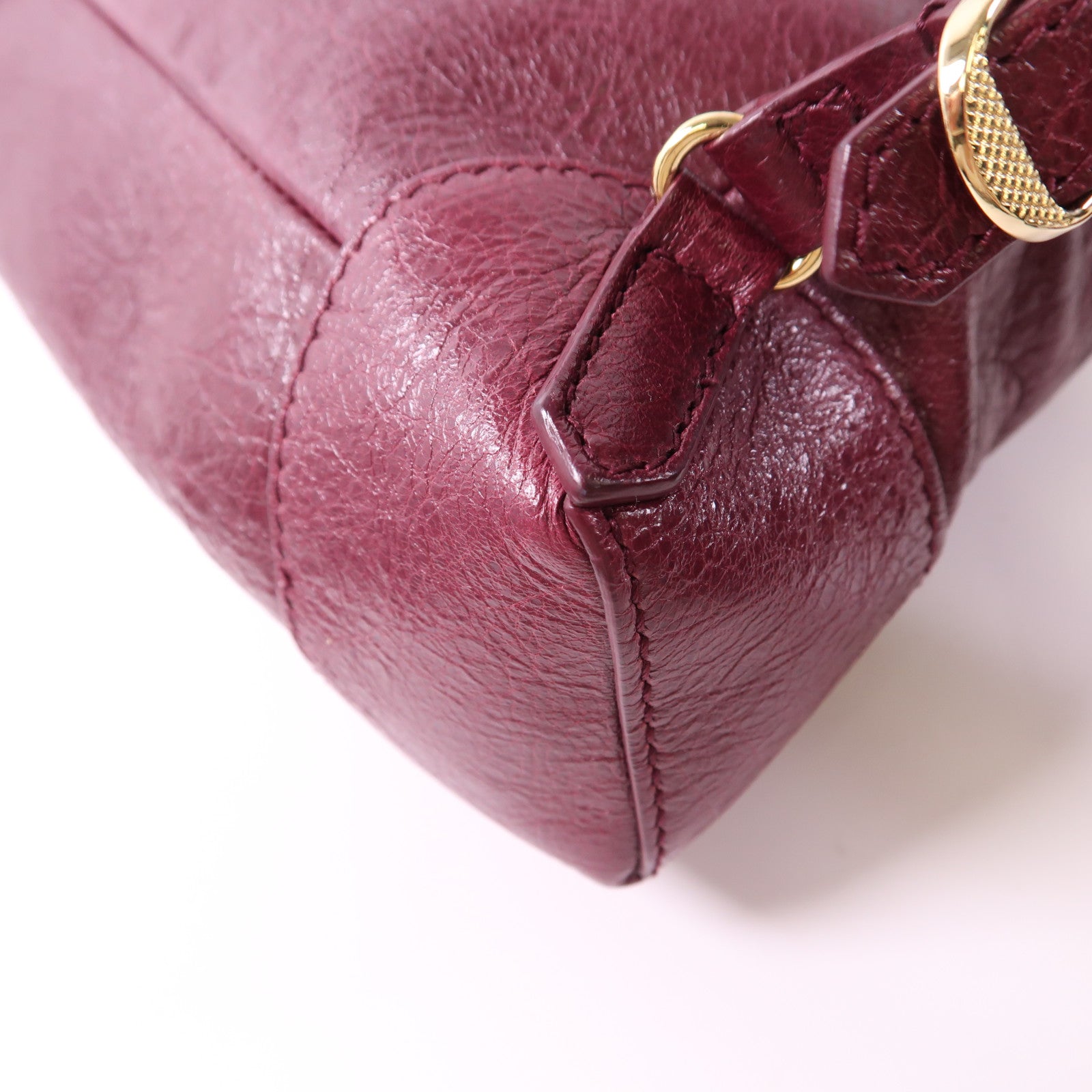 BALENCIAGA GHW BackPack Rucksack Calfskin Leather 407547 Red