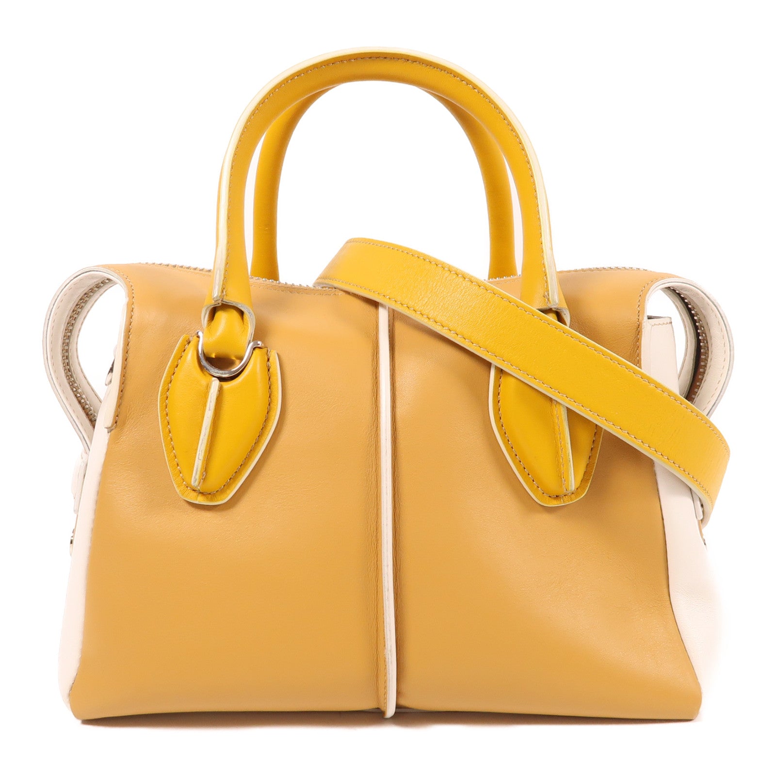 TOD'S (PRICE DOWN) SHW 2 Way Bag Calfskin Leather Yelllow/White