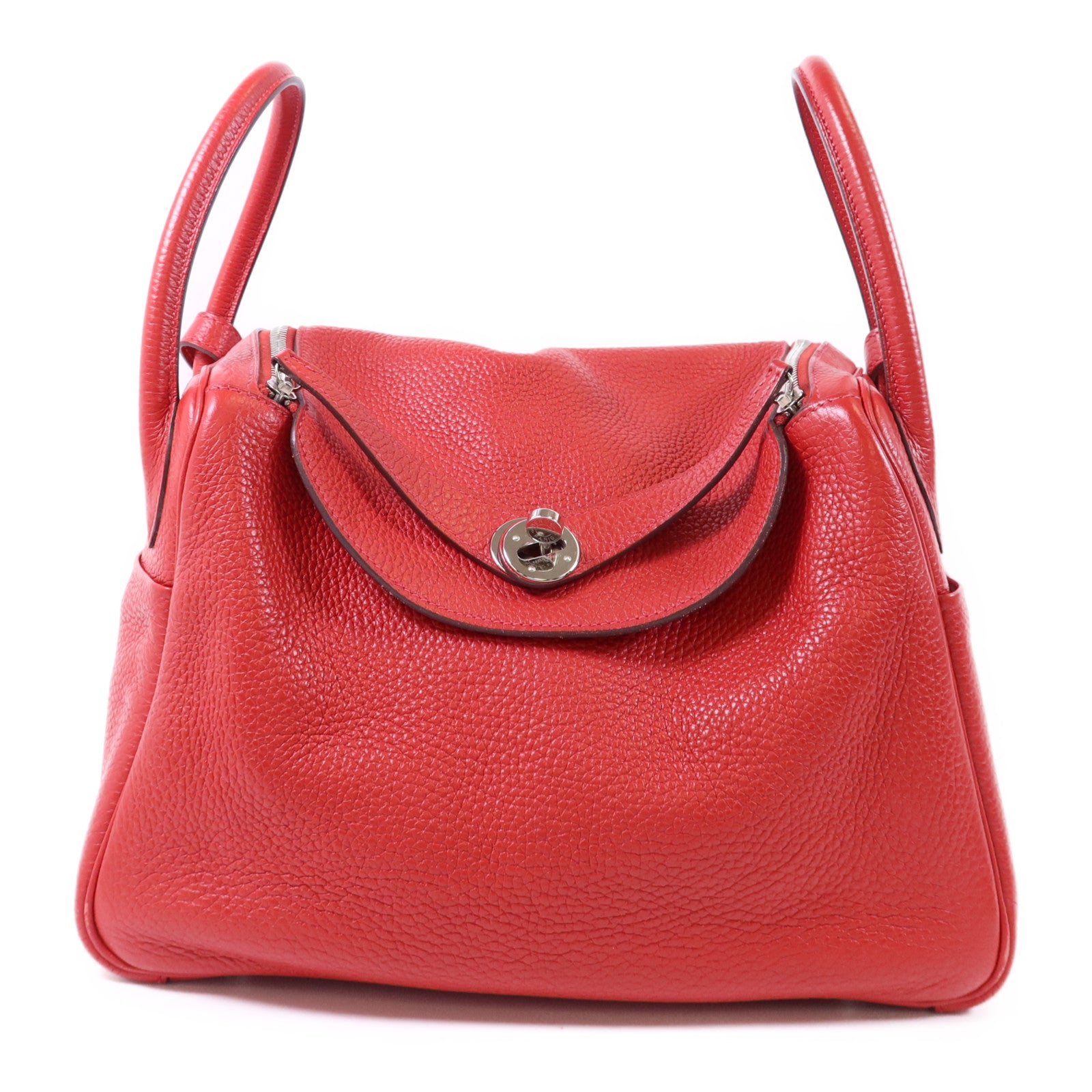 HERMES Clemence皮革Lindy 30銀扣手挽肩背兩用袋Rose Jaipur
