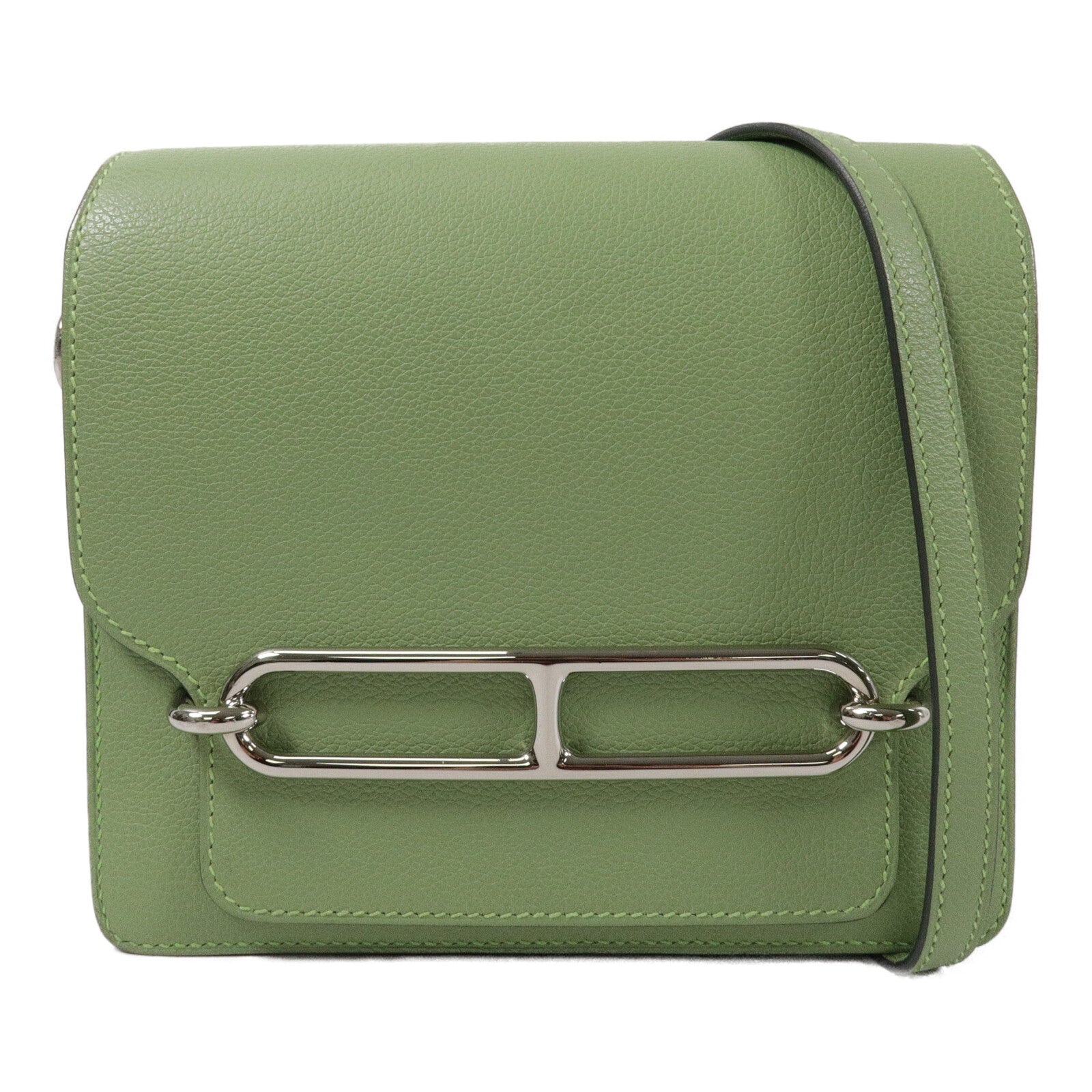 HERMES Evercolor皮革Mini Roulis肩背袋Vert Criguet