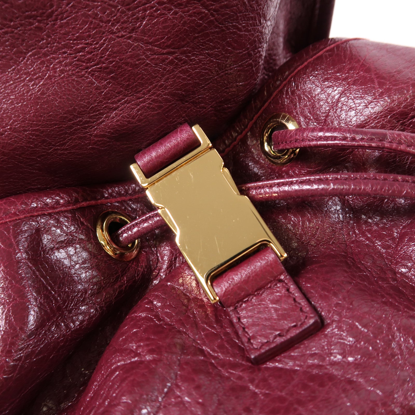 BALENCIAGA GHW BackPack Rucksack Calfskin Leather 407547 Red