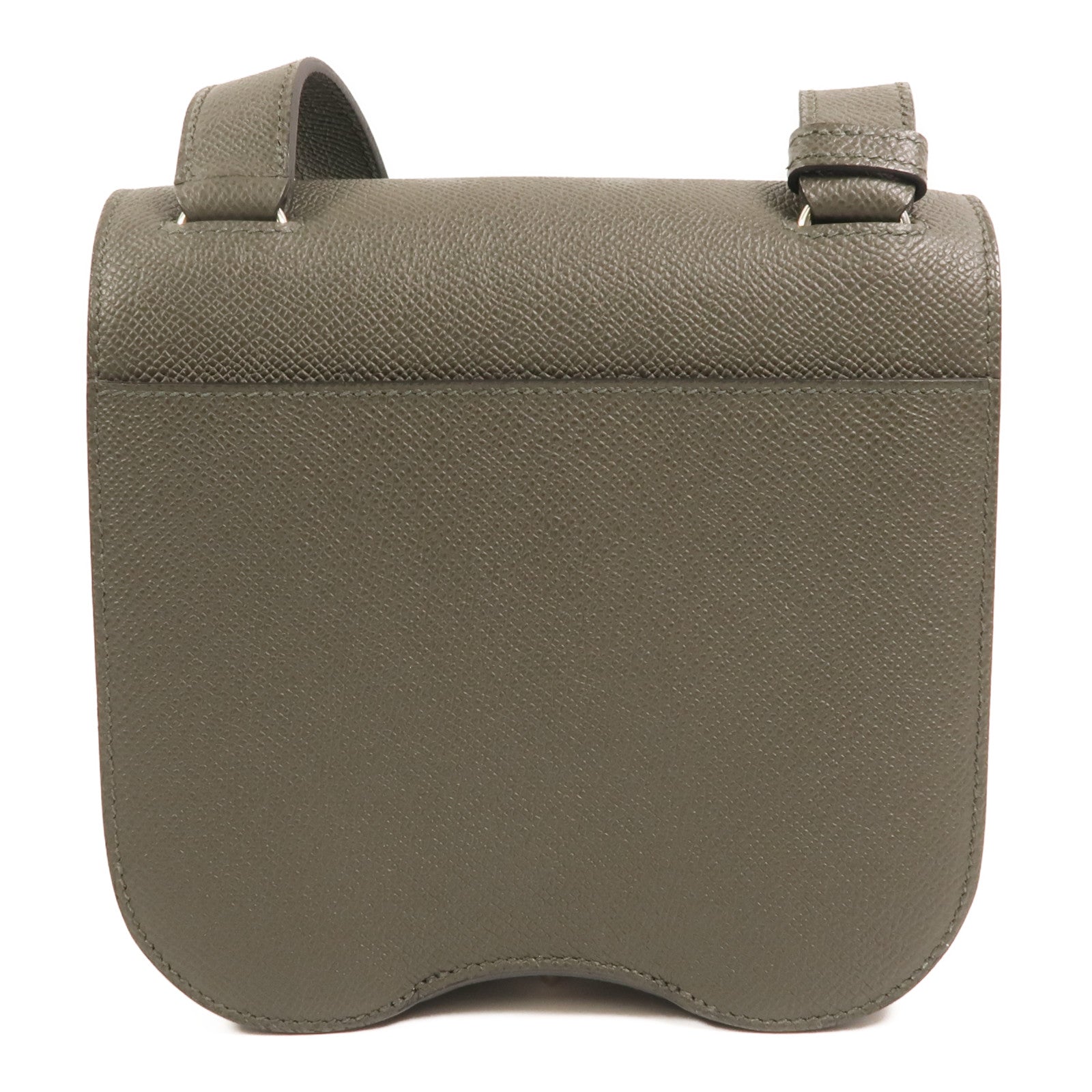 HERMES Epsom皮革Della Cavalleria Mini銀扣肩背袋Vert de Gris
