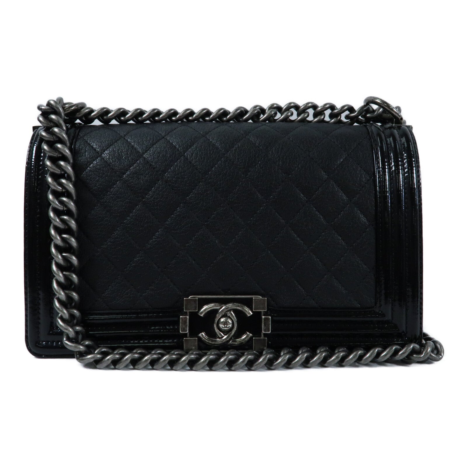 CHANEL 牛皮皮革Boy 25鏈帶肩背袋