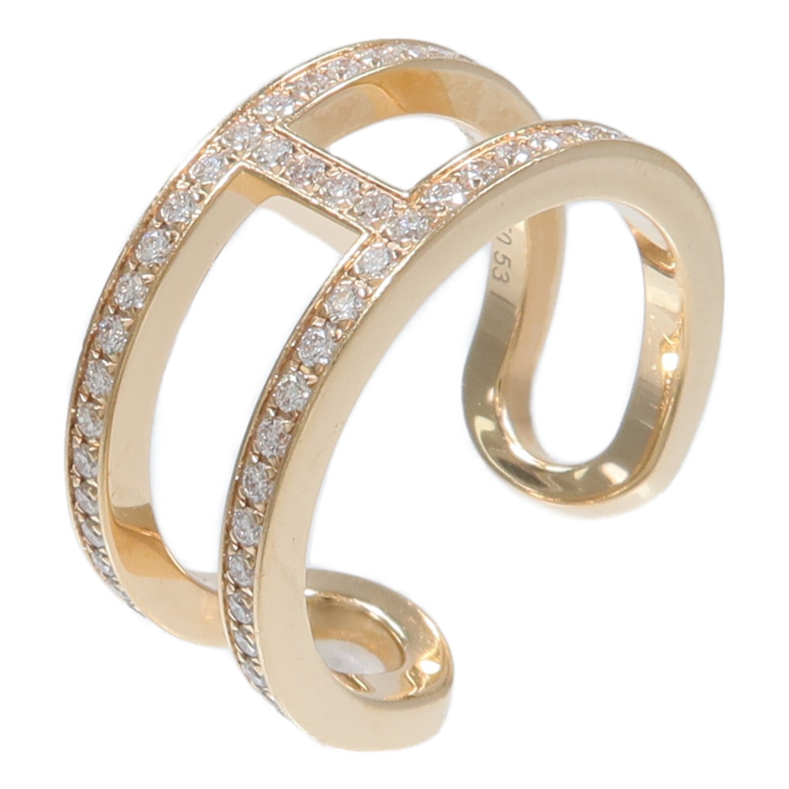HERMES 18K玫瑰金Ever Chaine d'ancre Ring鑽石戒指