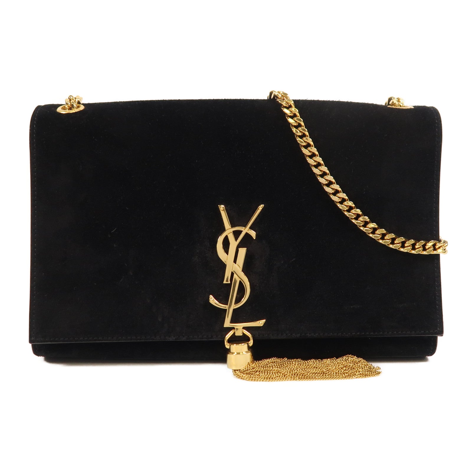 SAINT LAURENT 麂皮皮革Kate金扣鏈帶肩背袋