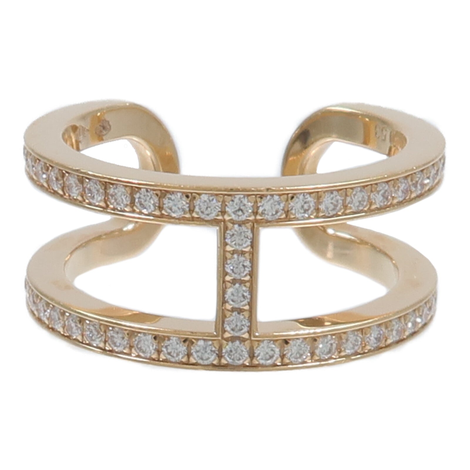 HERMES 18K玫瑰金Ever Chaine d'ancre Ring鑽石戒指