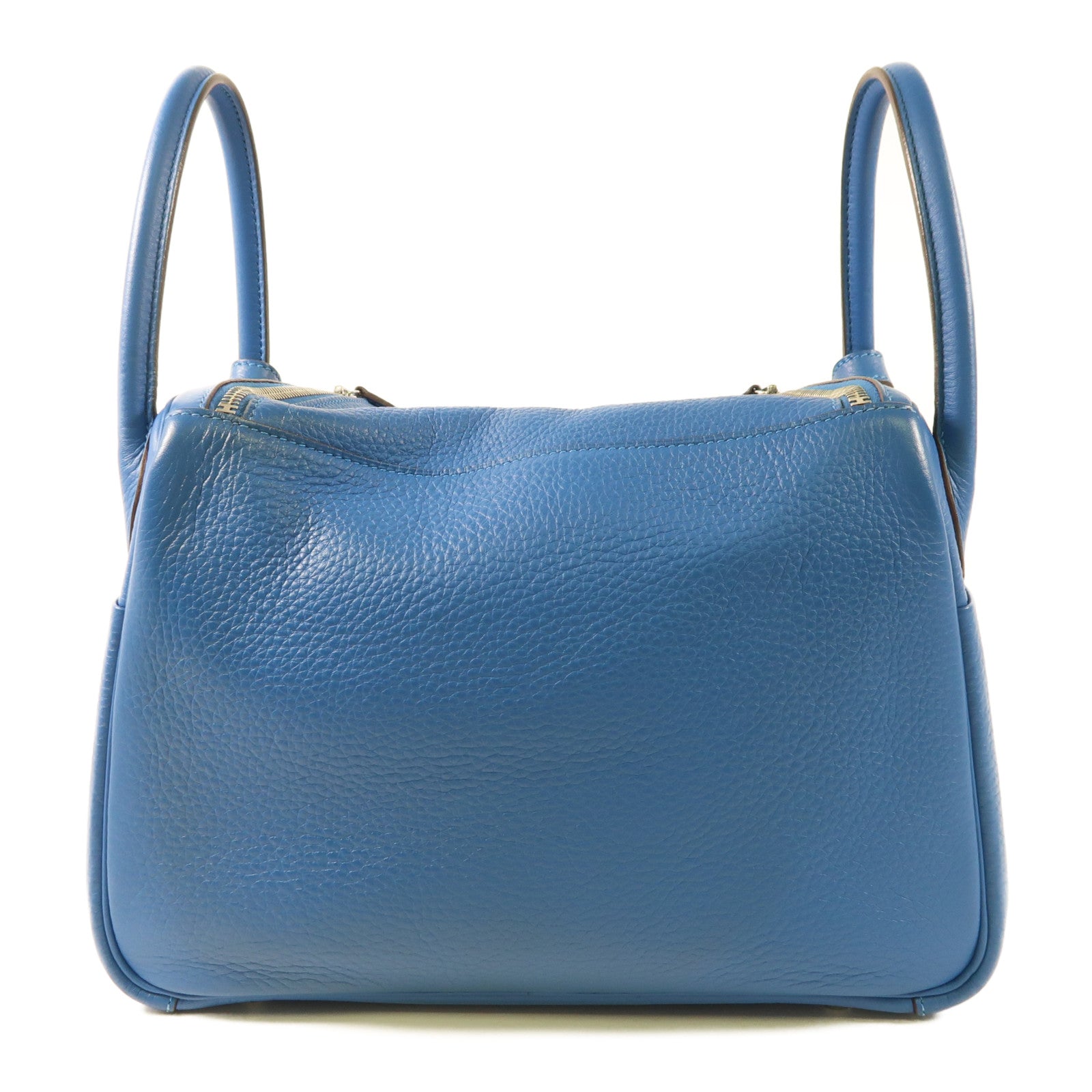 HERMES Togo皮革Lindy 30銀扣手挽肩背兩用袋Bleu Izmir