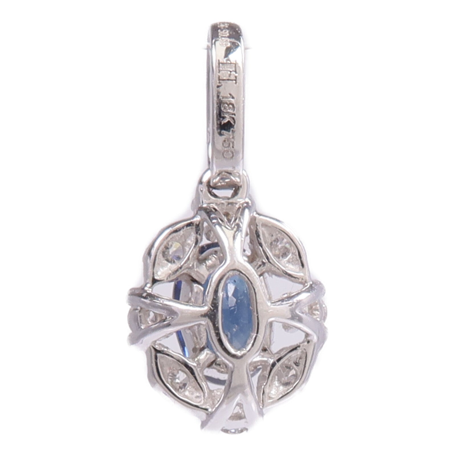 JEWELRY 18K白金Sapphire Diamond Pendant Top藍寶石/鑽石吊墜