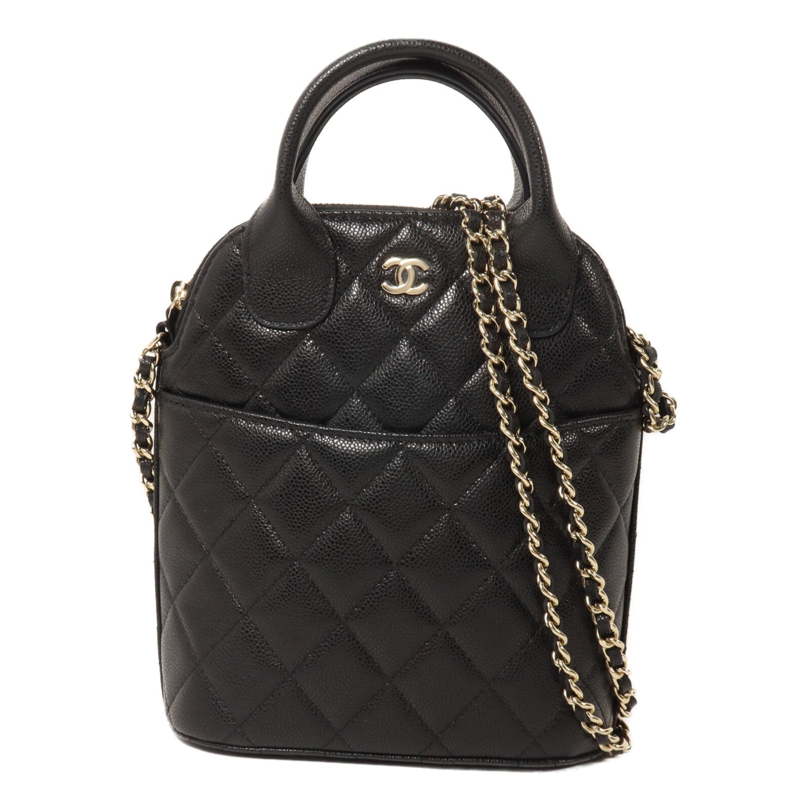 CHANEL 牛皮皮革Top Handle Clutch Bag鏈帶手挽肩背兩用袋