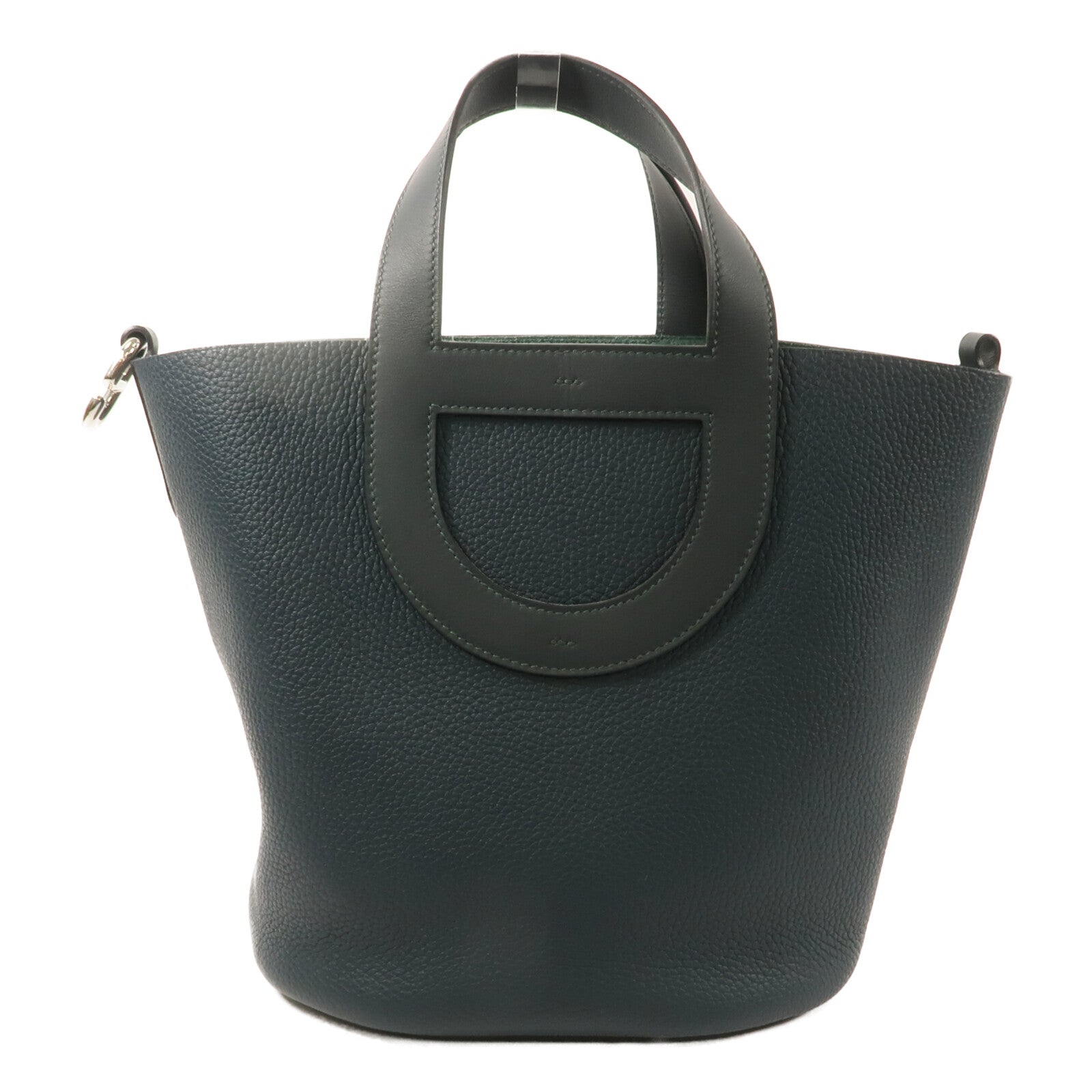 HERMES Clemence皮革In The Loop 23手挽袋Vert Cypres