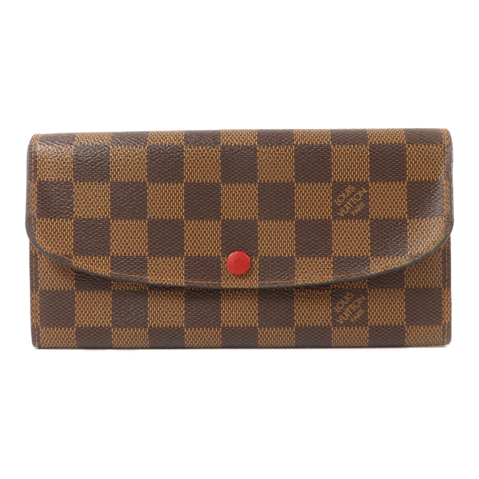 LOUIS VUITTON Damier Portefeuille Emilie Long Wallet金扣長錢包