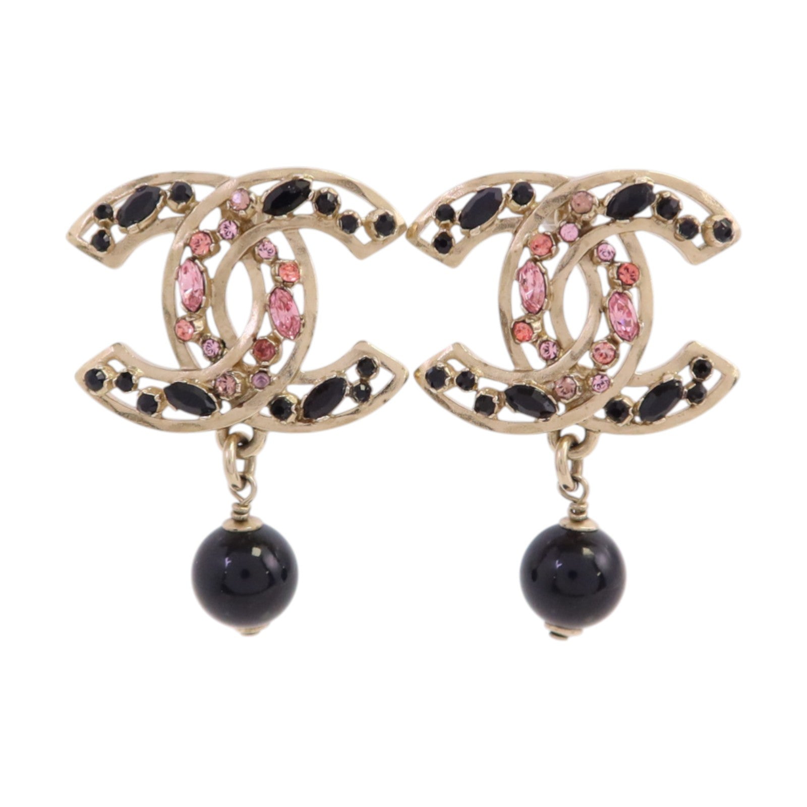 CHANEL 【激減優惠】金屬/水鑽/PVC CC Drop Earrings耳環
