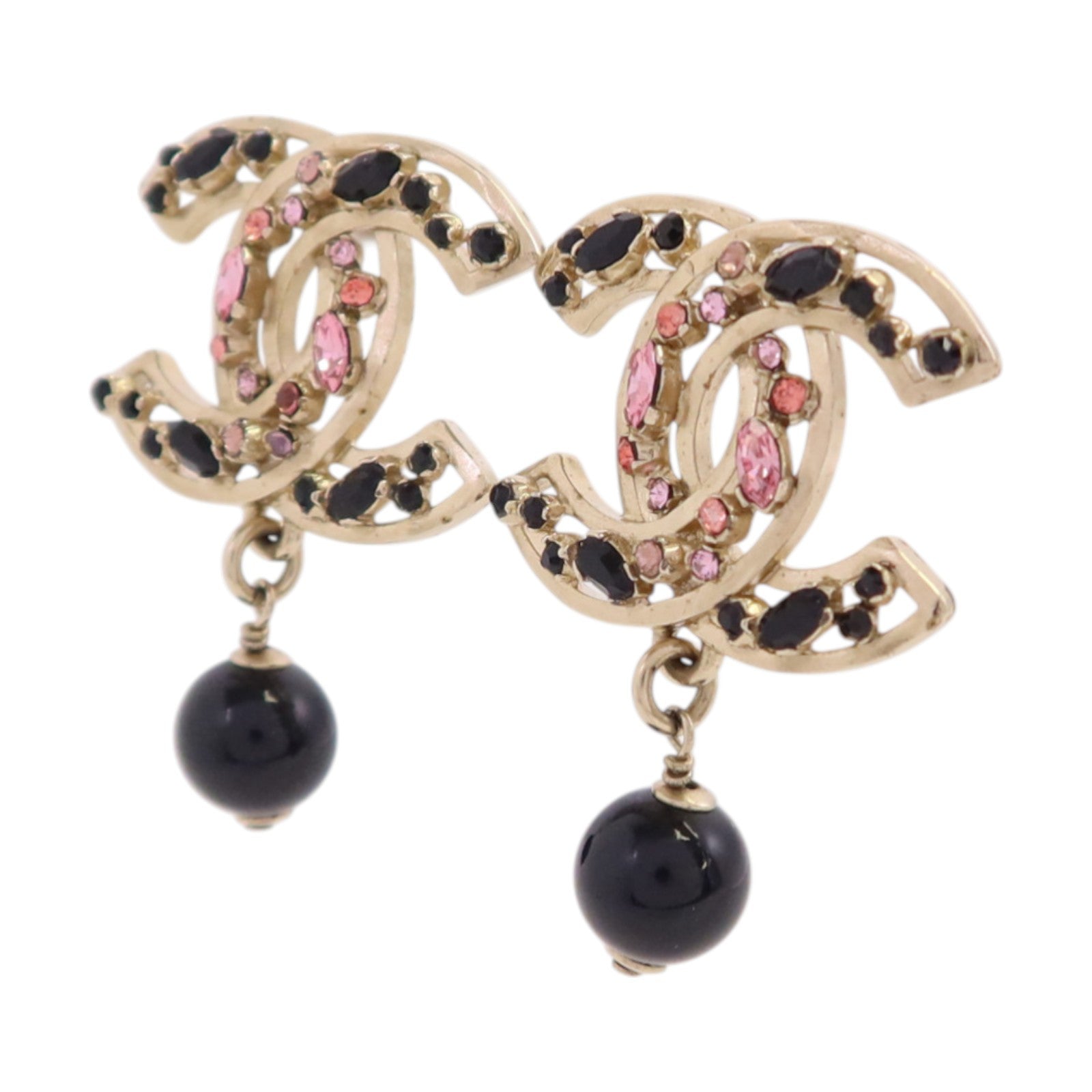 CHANEL 【激減優惠】金屬/水鑽/PVC CC Drop Earrings耳環