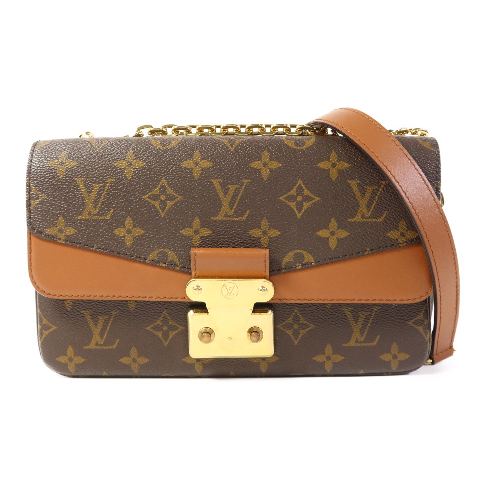 LOUIS VUITTON Monogram Marceau金扣鏈帶肩背袋棕色