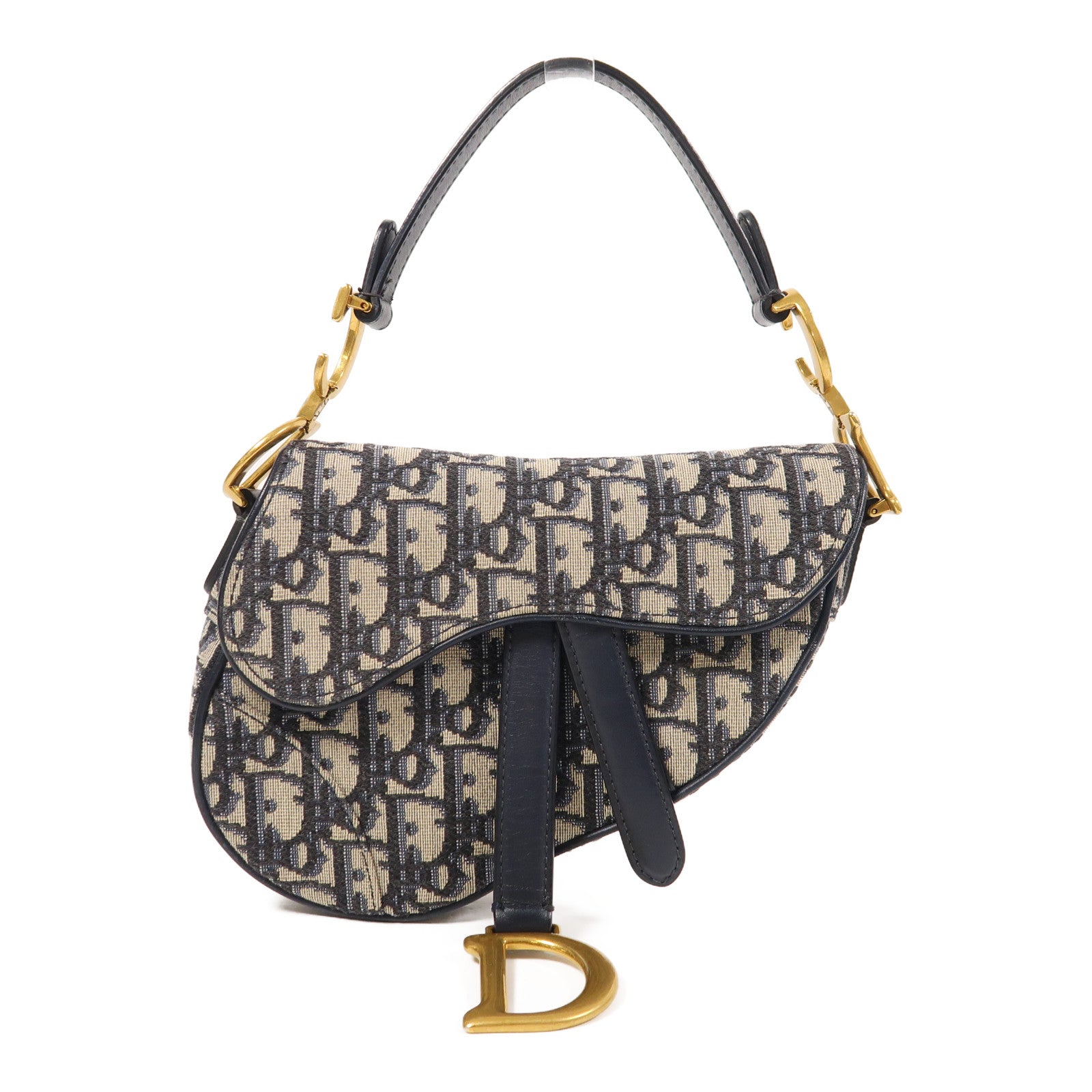 Dior 帆布Mini Saddle金扣手挽袋